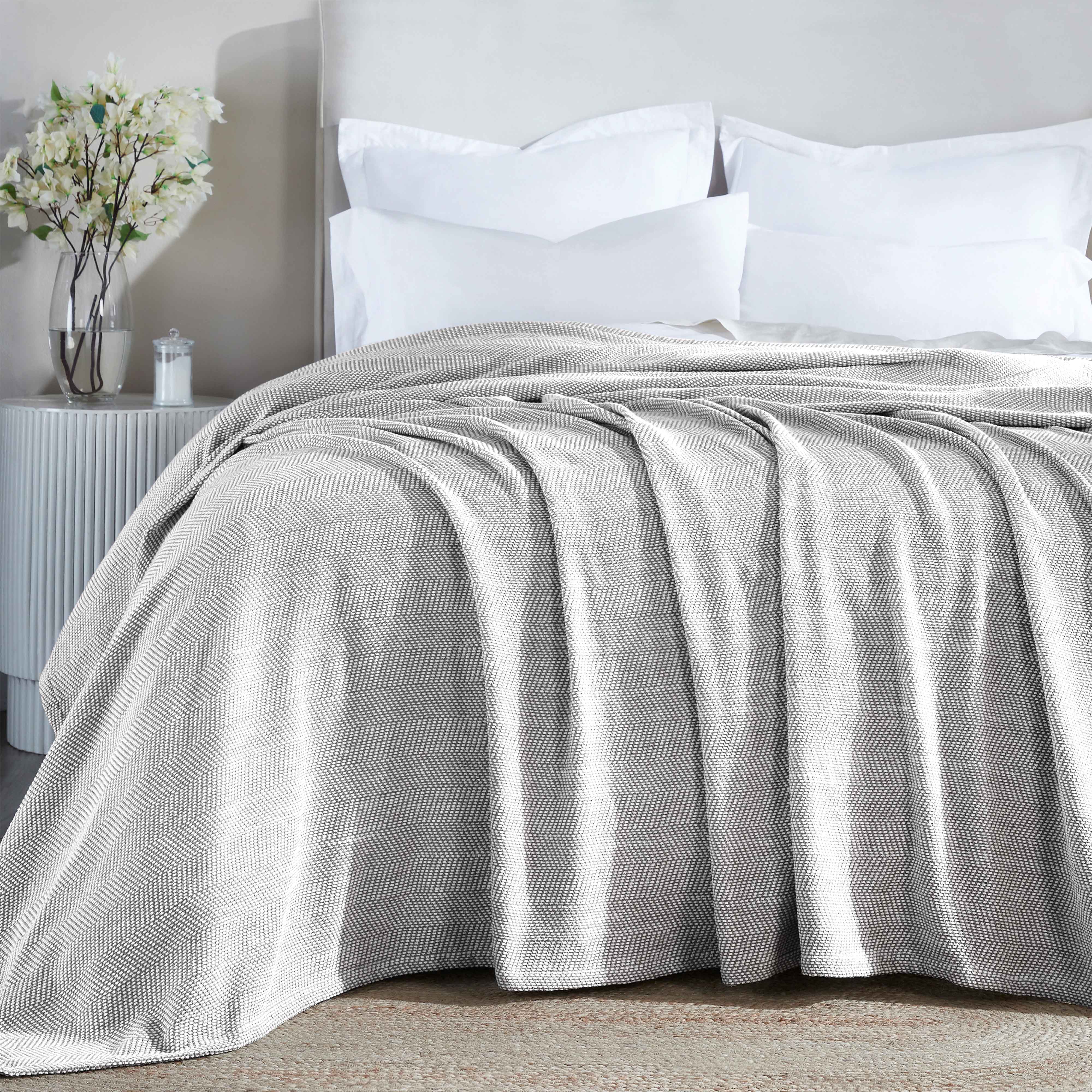 Maya Chenille Herringbone Medium Weight Cotton Blanket - Blue Nile Mills