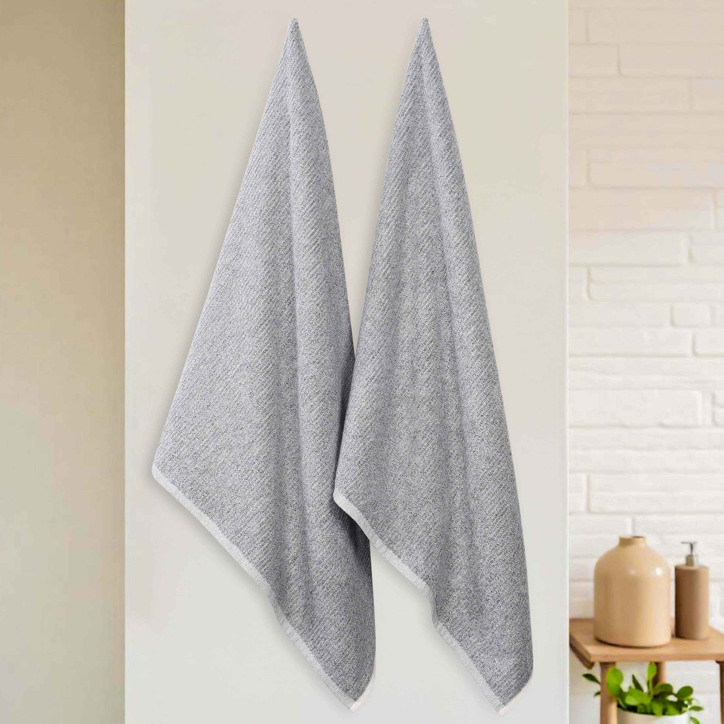 Destin Cotton Blend Solid Ribbed Design Bath Sheets, Set of 2 - Blue Nile Mills