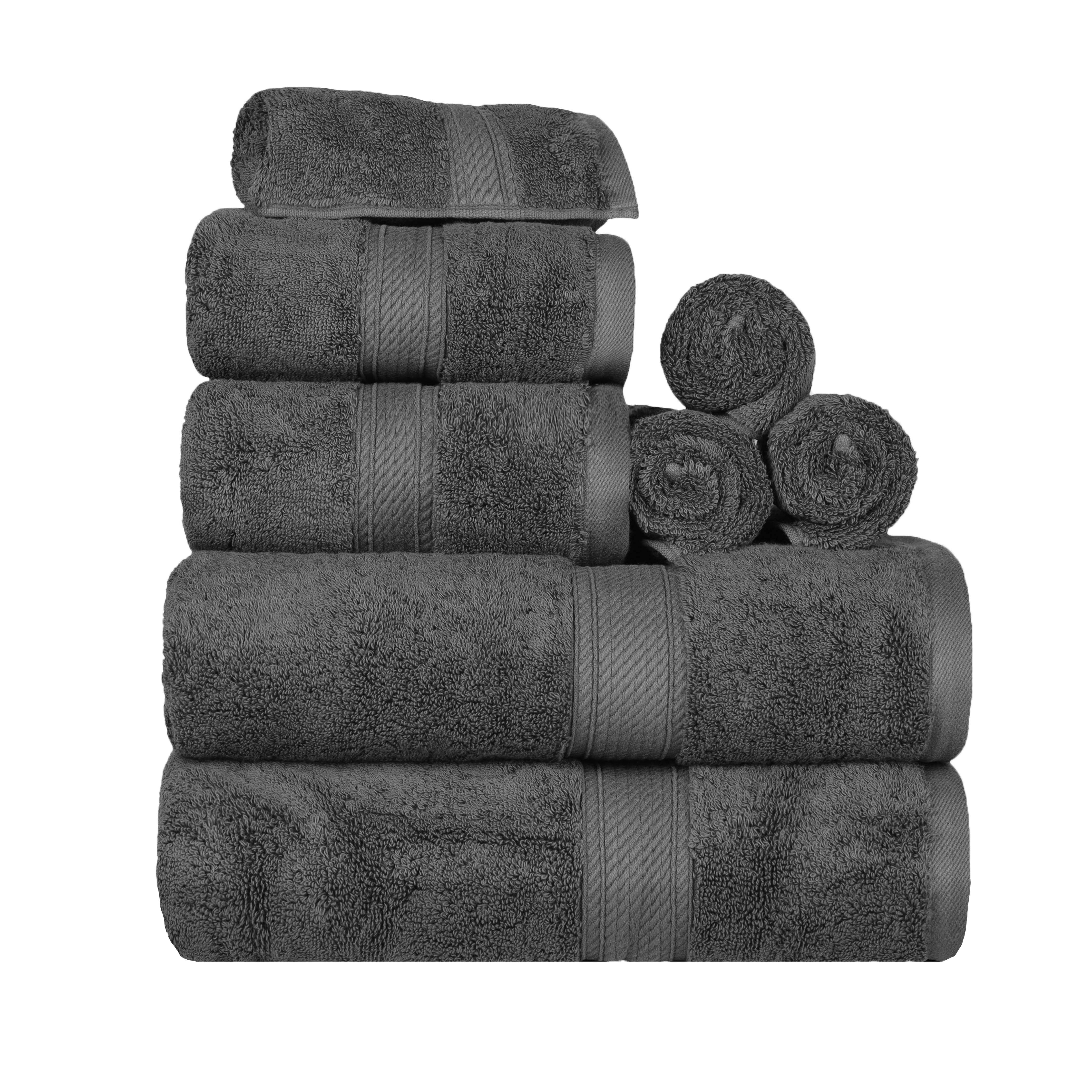 Egyptian Cotton Pile Plush Heavyweight Luxury Soft 8-Piece Towel Set - Blue Nile Mills