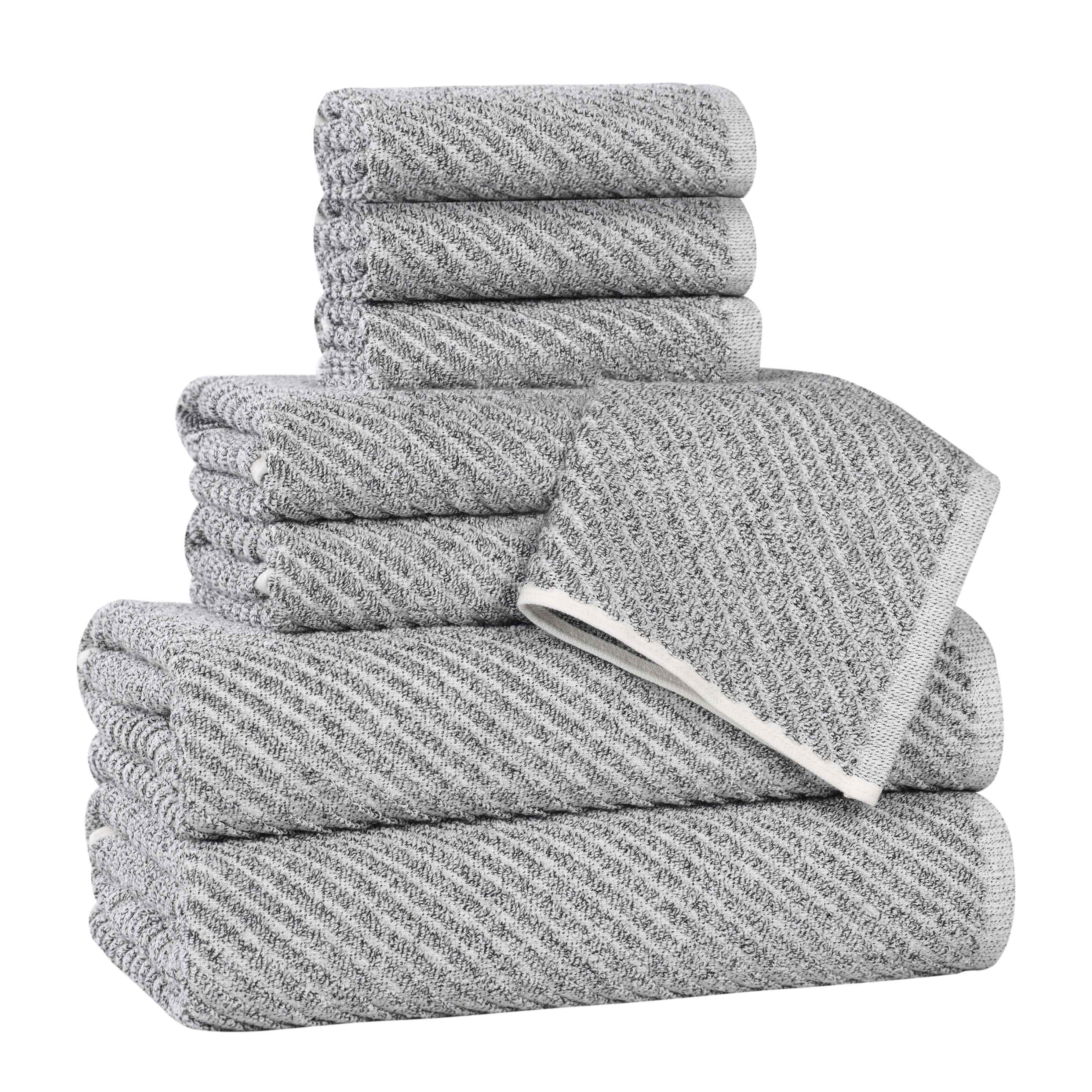 Amelia Cotton Blend Medium Weight Diagonal Stripes 8 Piece Towel Set - Blue Nile Mills