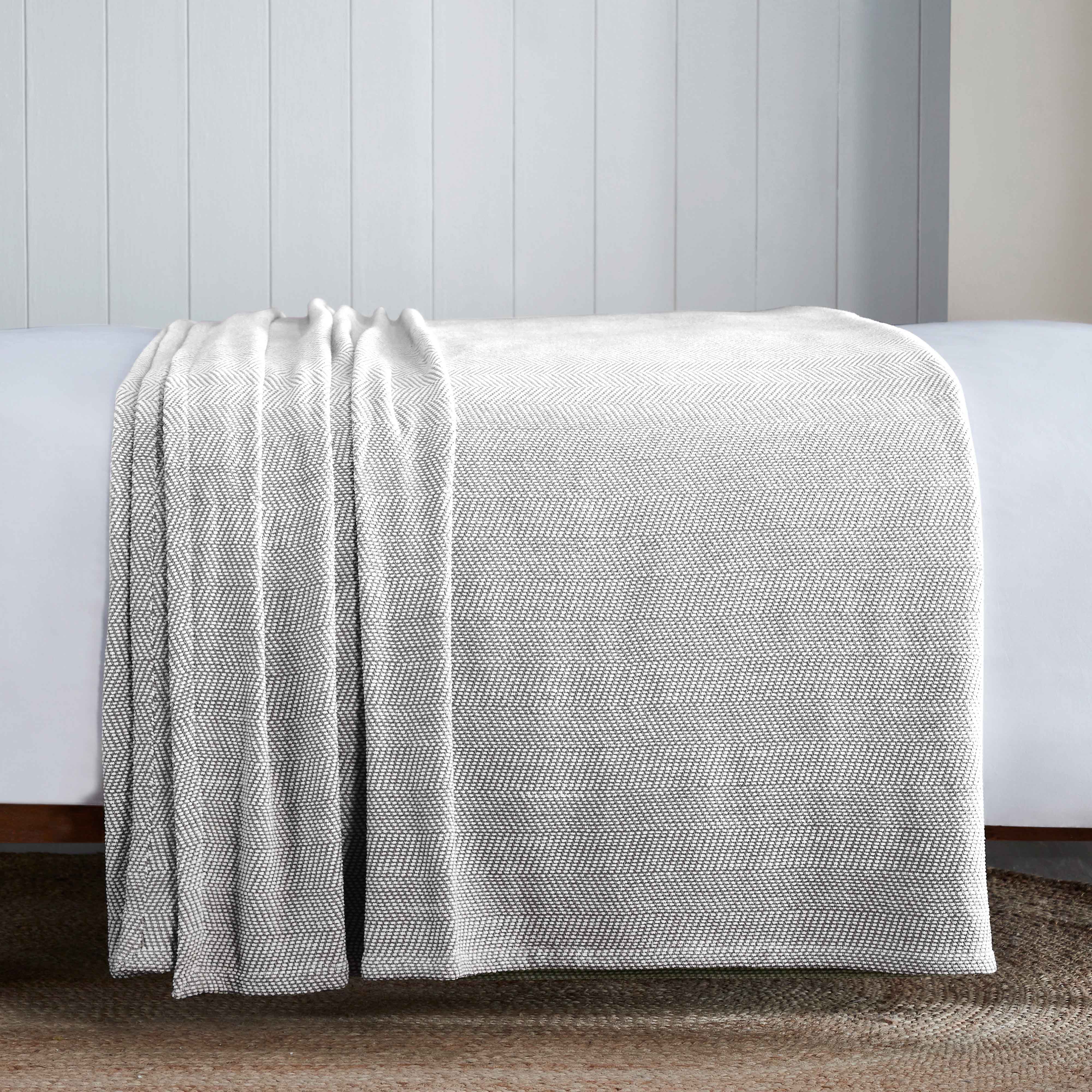 Maya Chenille Herringbone Medium Weight Cotton Blanket - Blue Nile Mills