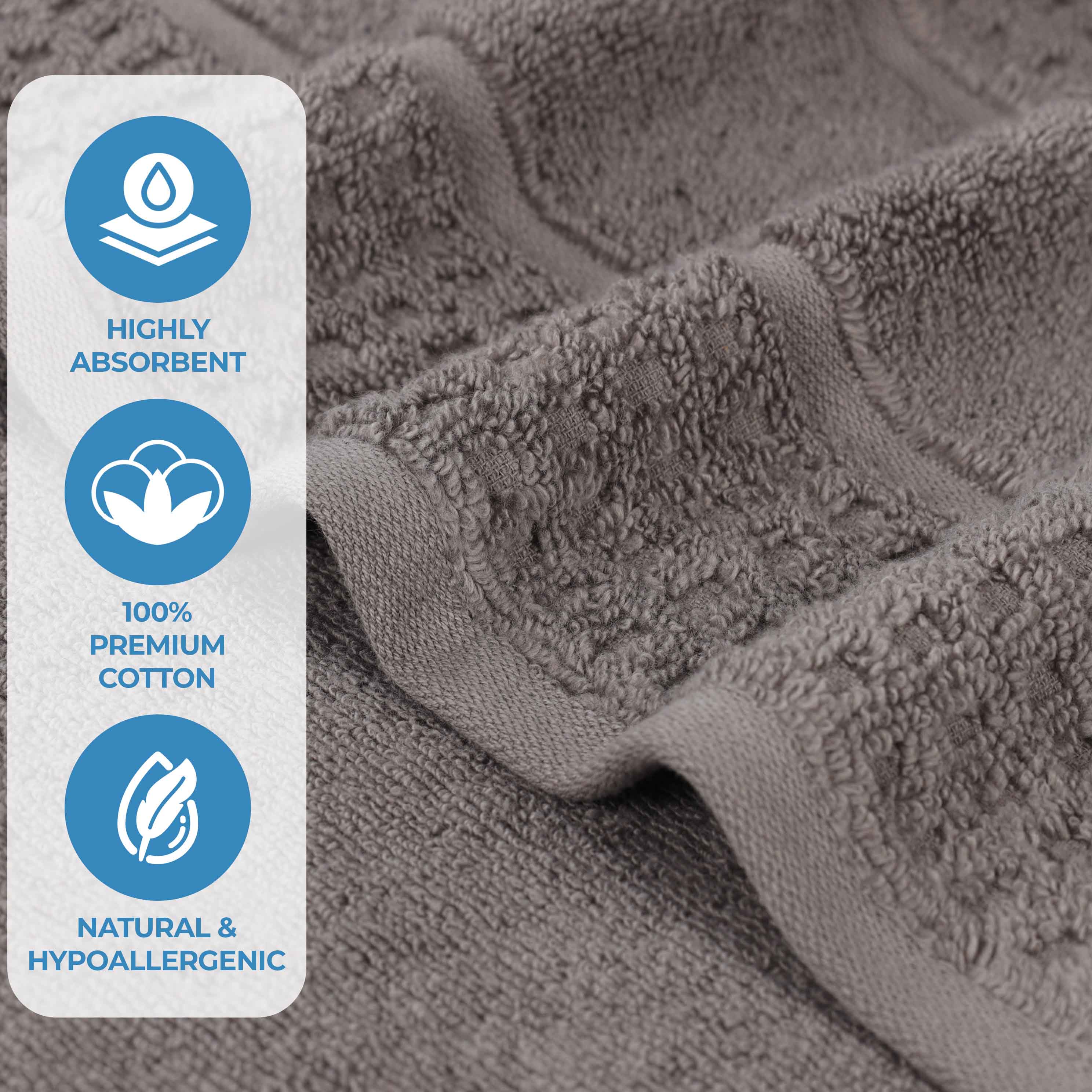 Zero Twist Cotton Waffle Honeycomb Soft Absorbent 8-Piece Towel Set - Blue Nile Mills