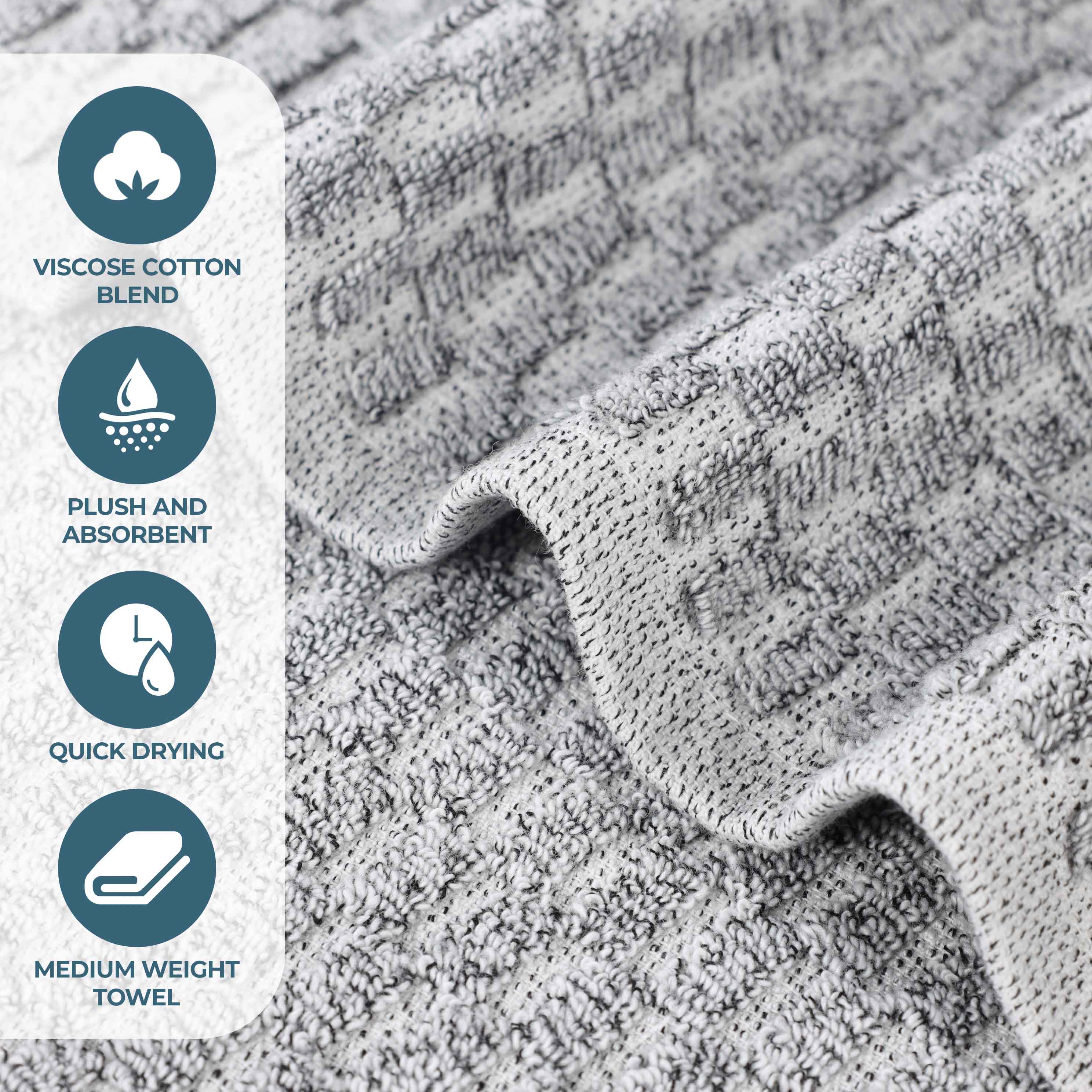 Juno Cotton Blend Medium Weight Checkered Border Hand Towels, Set of 6 - Blue Nile Mills