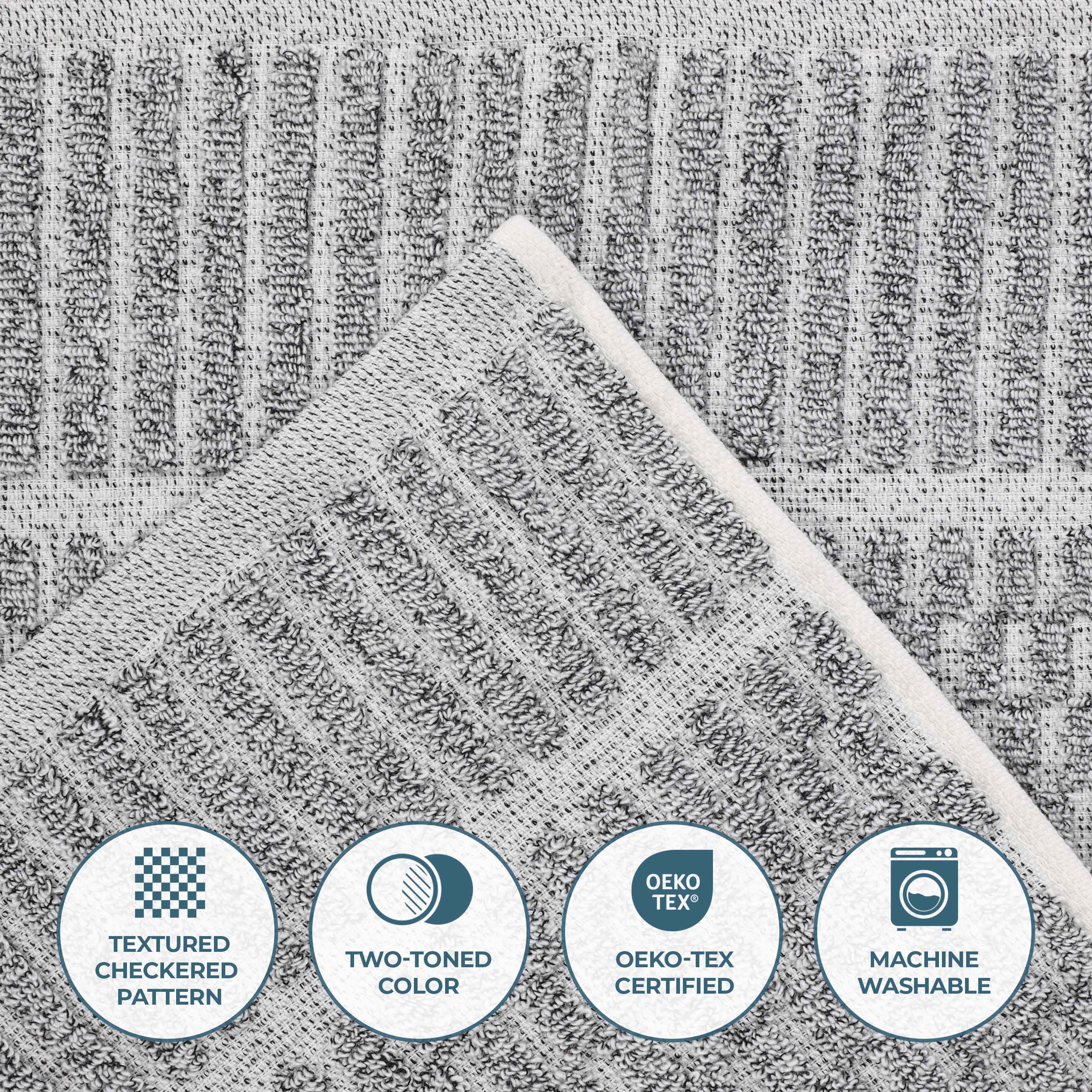 Juno Cotton Blend Medium Weight Checkered Border Hand Towels, Set of 6 - Blue Nile Mills