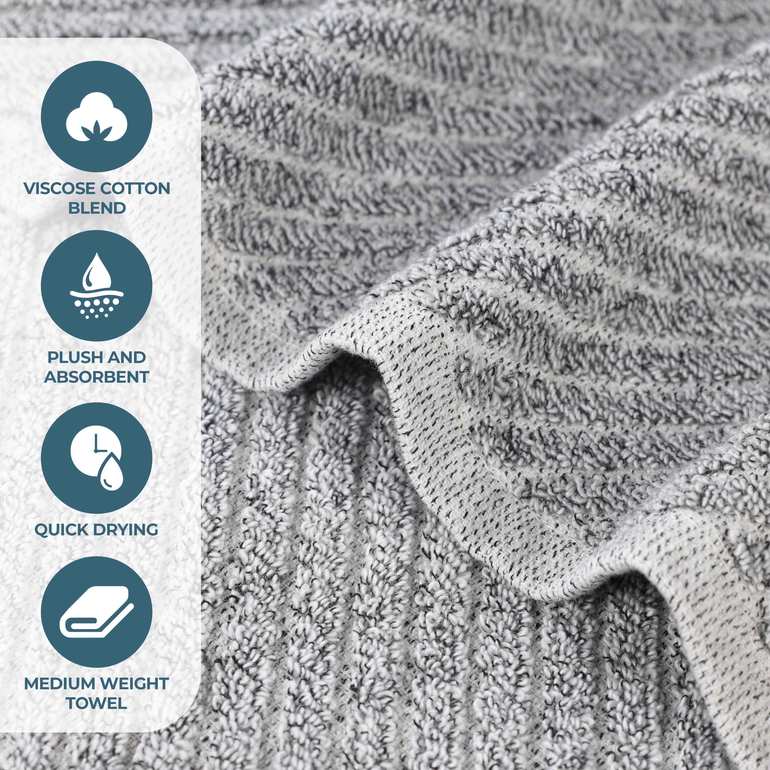 Amelia Cotton Blend Diagonal Stripes Face Towels, Set of 12 - Blue Nile Mills