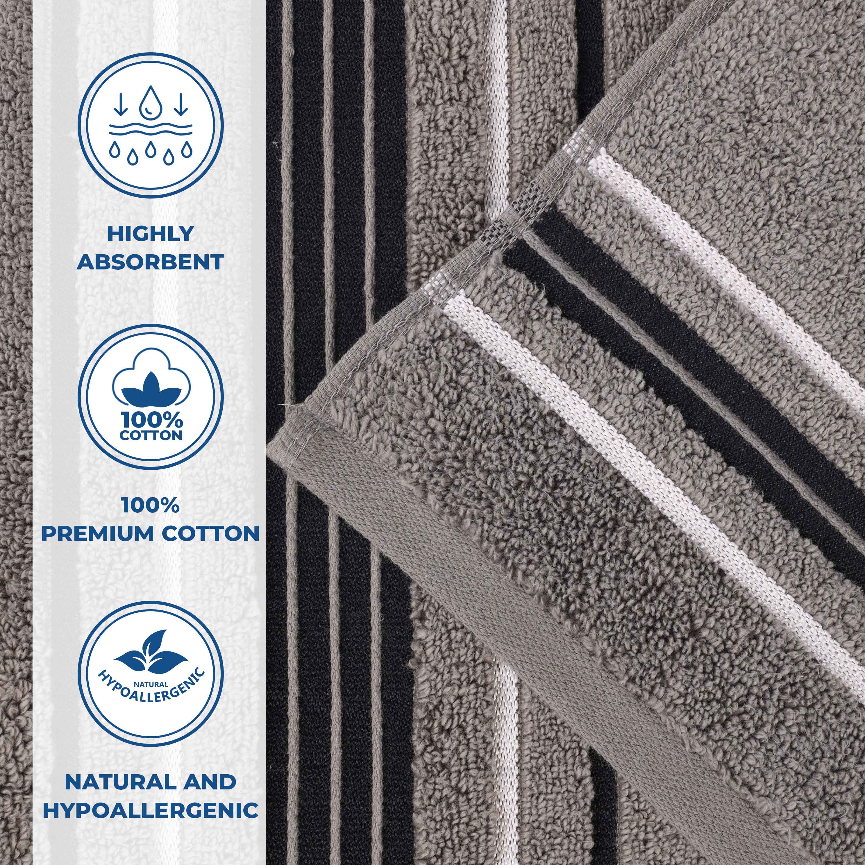 Sadie Zero Twist Cotton Solid and Jacquard Floral Hand Towel Set of 6 - Blue Nile Mills