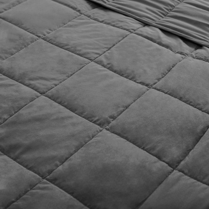 Quilted Microfiber Weighted Throw Blanket - Charcoal