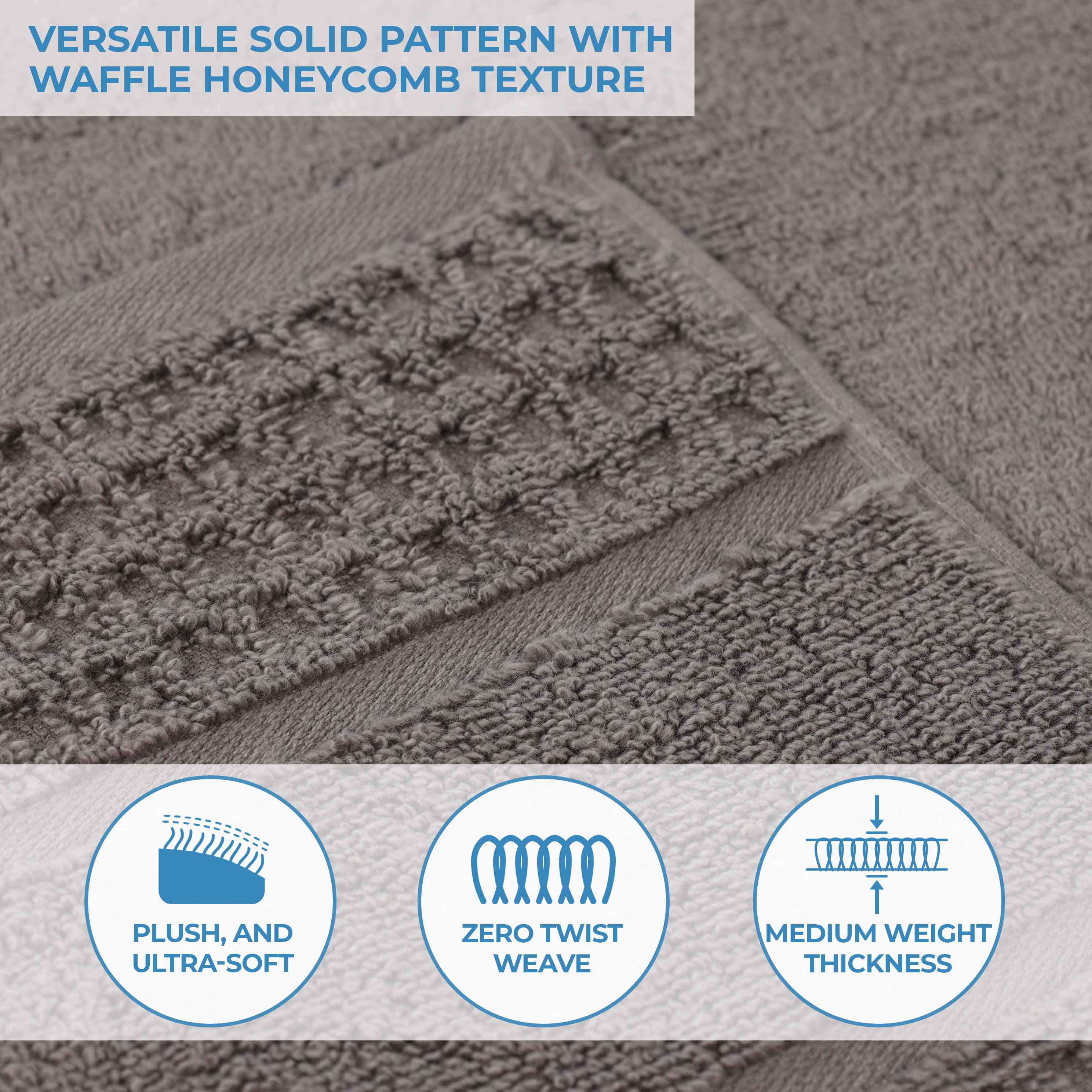 Zero Twist Cotton Waffle Honeycomb Soft Absorbent 8-Piece Towel Set - Blue Nile Mills