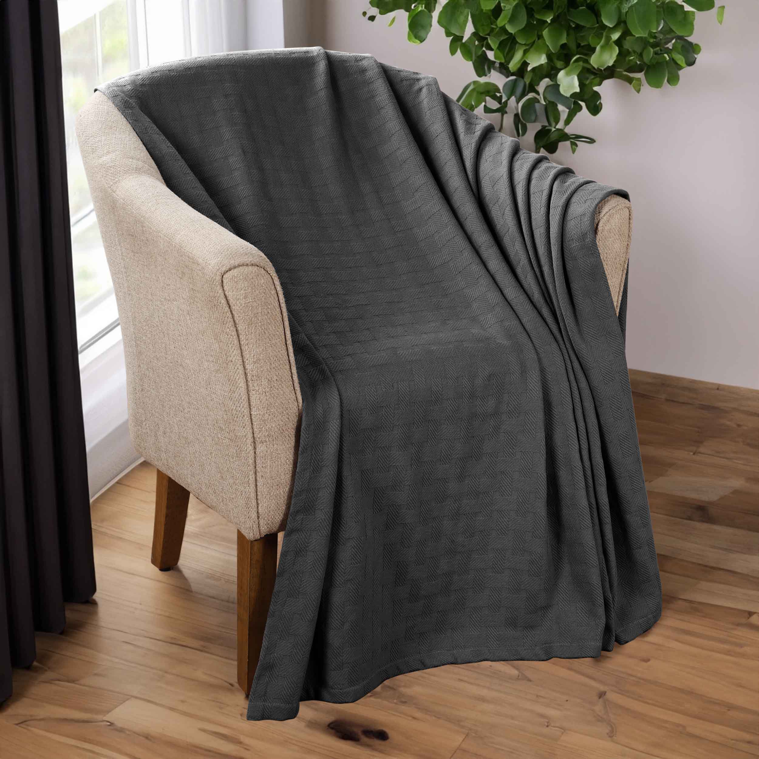 Basketweave All Season Cotton Bed Blanket - Blue Nile Mills