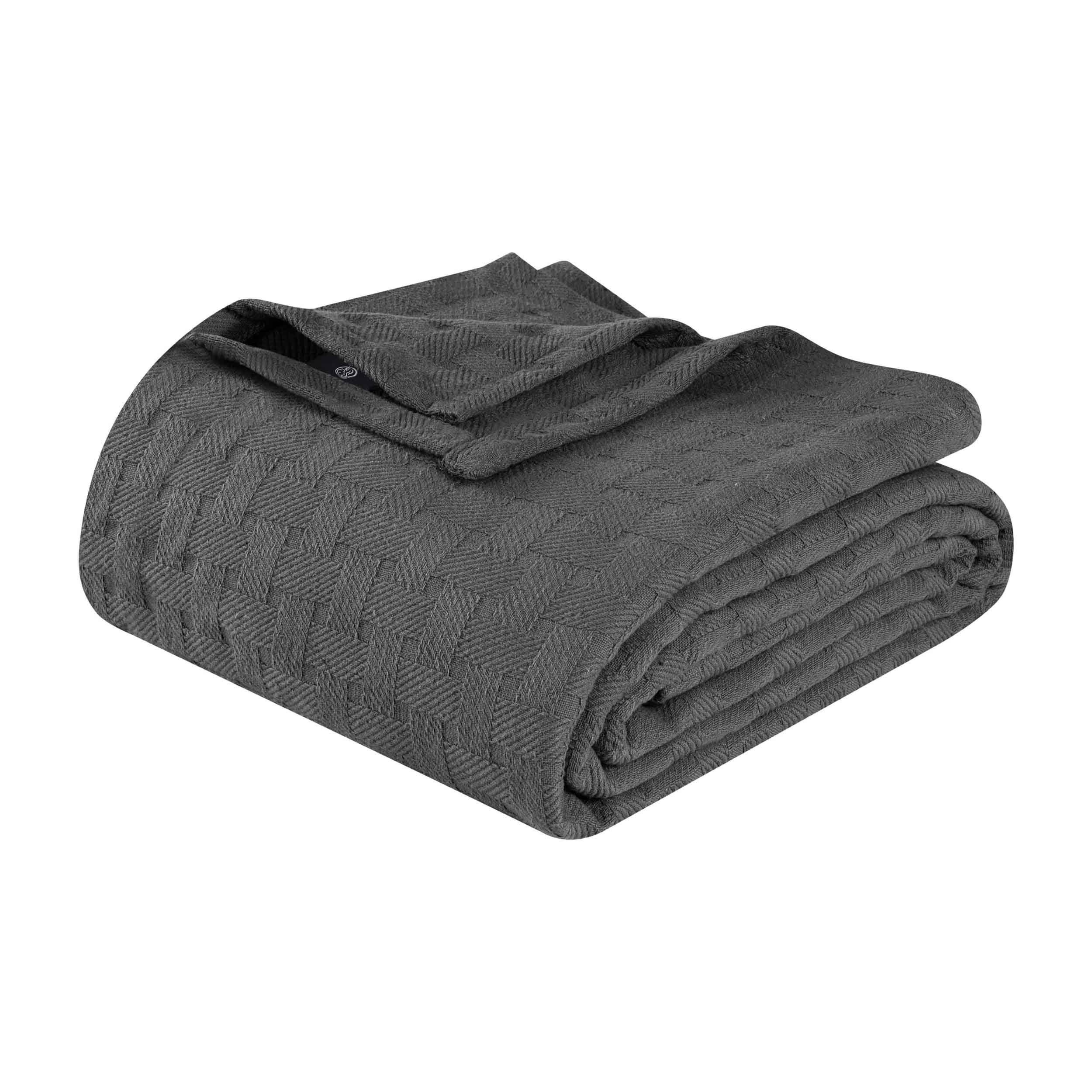 Basketweave All Season Cotton Bed Blanket - Blue Nile Mills