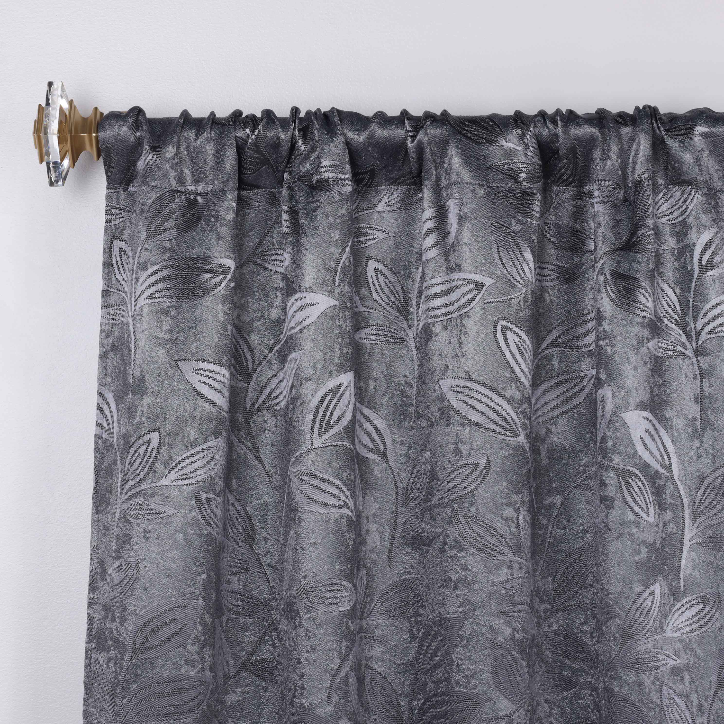 Leaves Rod Pocket Room Darkening Blackout Curtains, Set of 2 - Blue Nile Mills