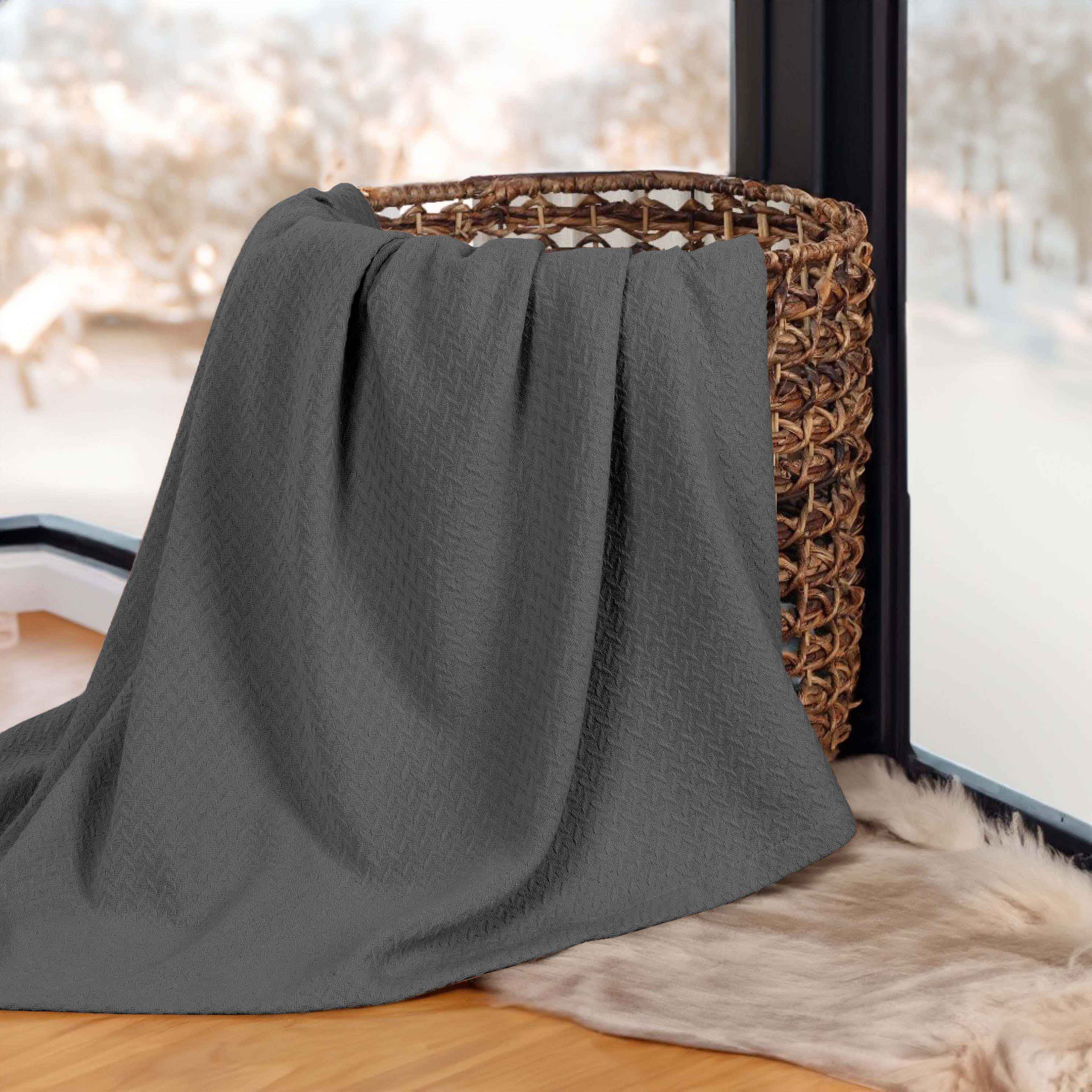 Nobel Cotton Textured Chevron Lightweight Woven Blanket - Blue Nile Mills