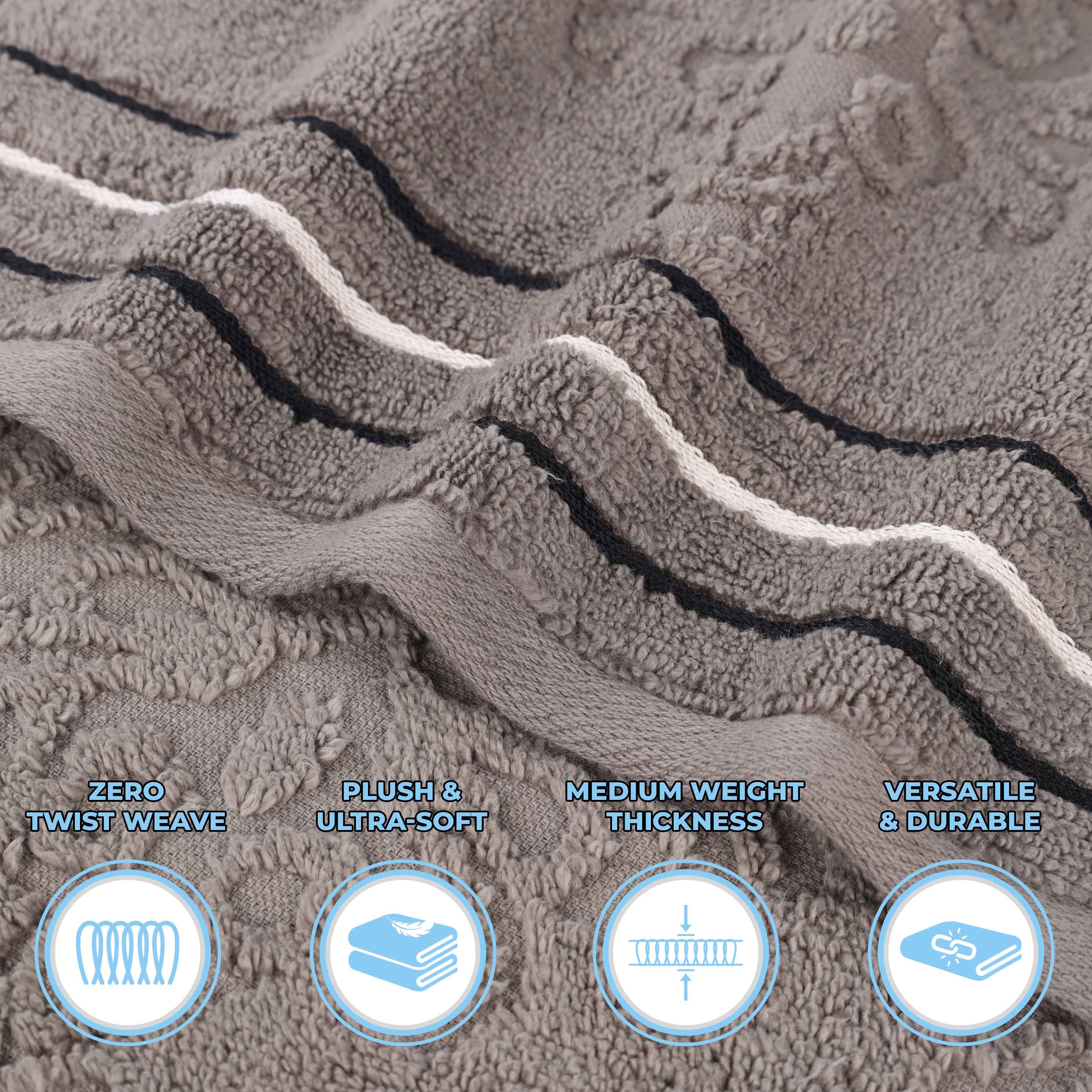 Sadie Zero Twist Cotton Solid and Jacquard Floral Hand Towel Set of 6 - Blue Nile Mills