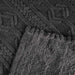 Boho Knit Jacquard Fleece Plush Fluffy Blanket - Charcoal