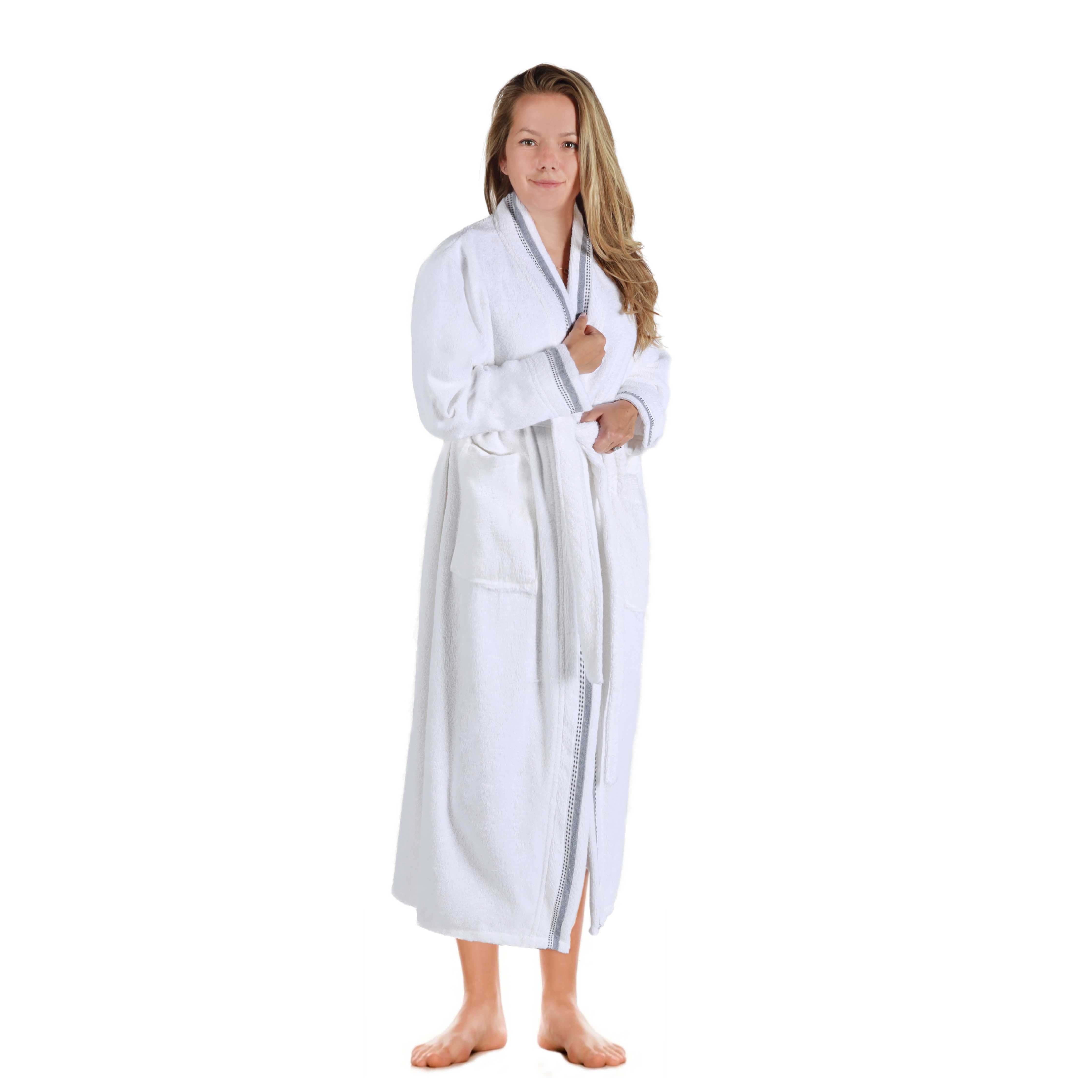 Tinsel Unisex Cotton Terry Kimono Bathrobe with Embroidery - Blue Nile Mills