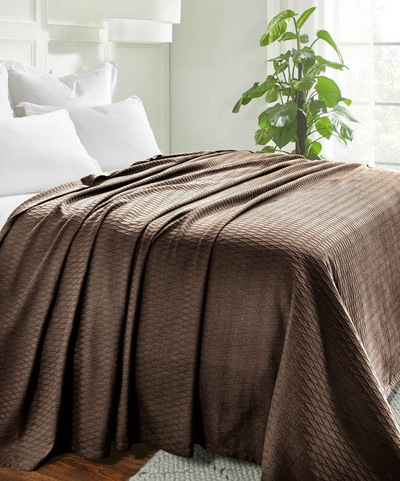 Cotton All Season Diamond Bed Blanket & Sofa Throw - Chocolate