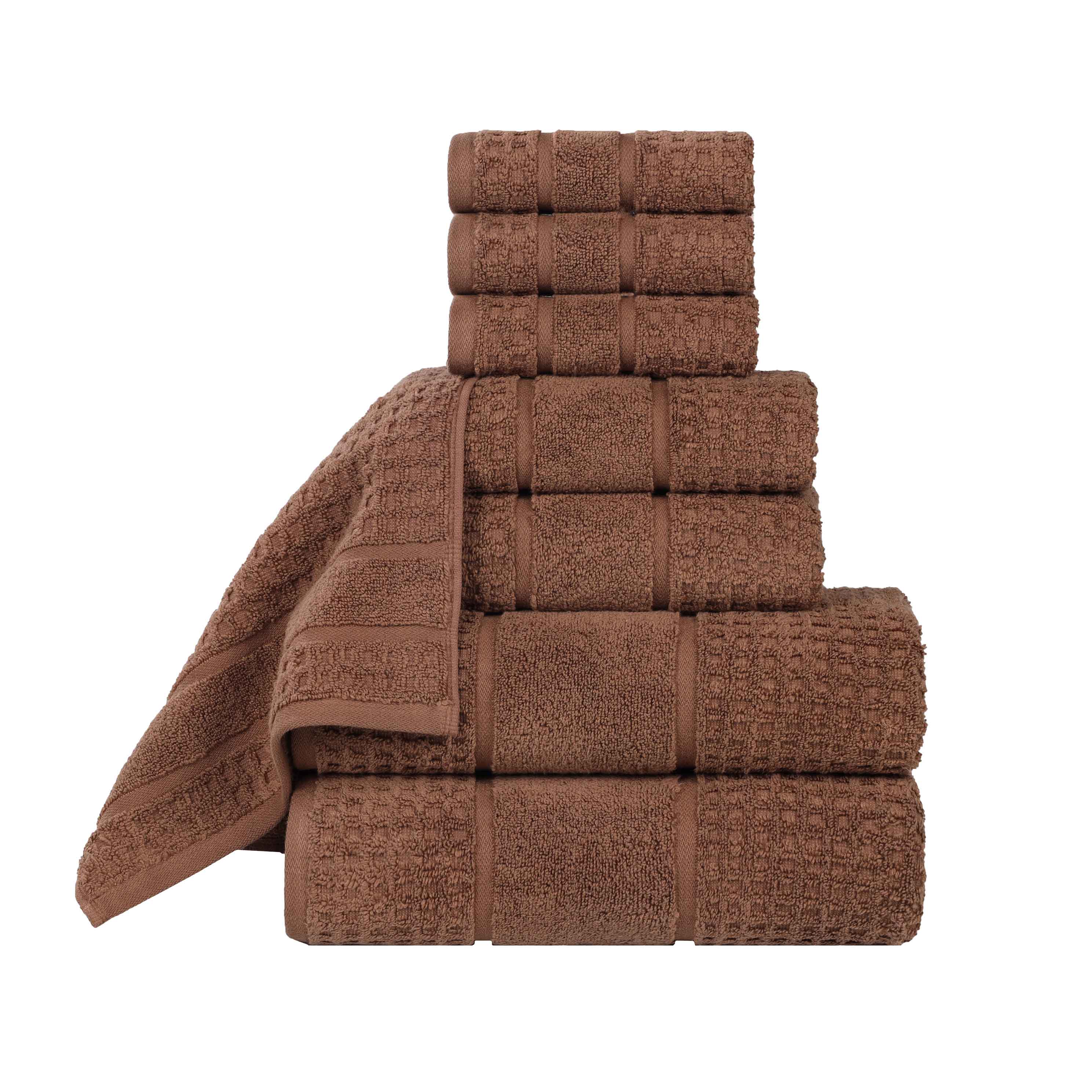 Zero Twist Cotton Waffle Honeycomb Soft Absorbent 8-Piece Towel Set - Blue Nile Mills