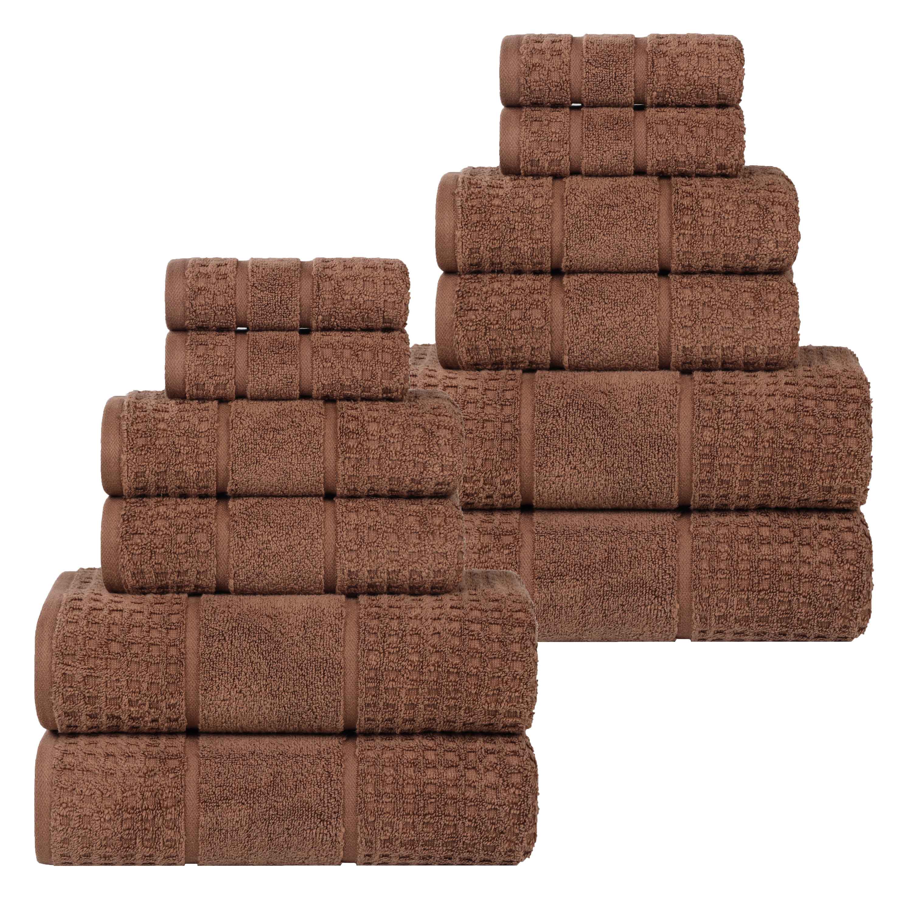 Zero Twist Cotton Waffle Honeycomb Soft Absorbent 12-Piece Towel Set - Blue Nile Mills