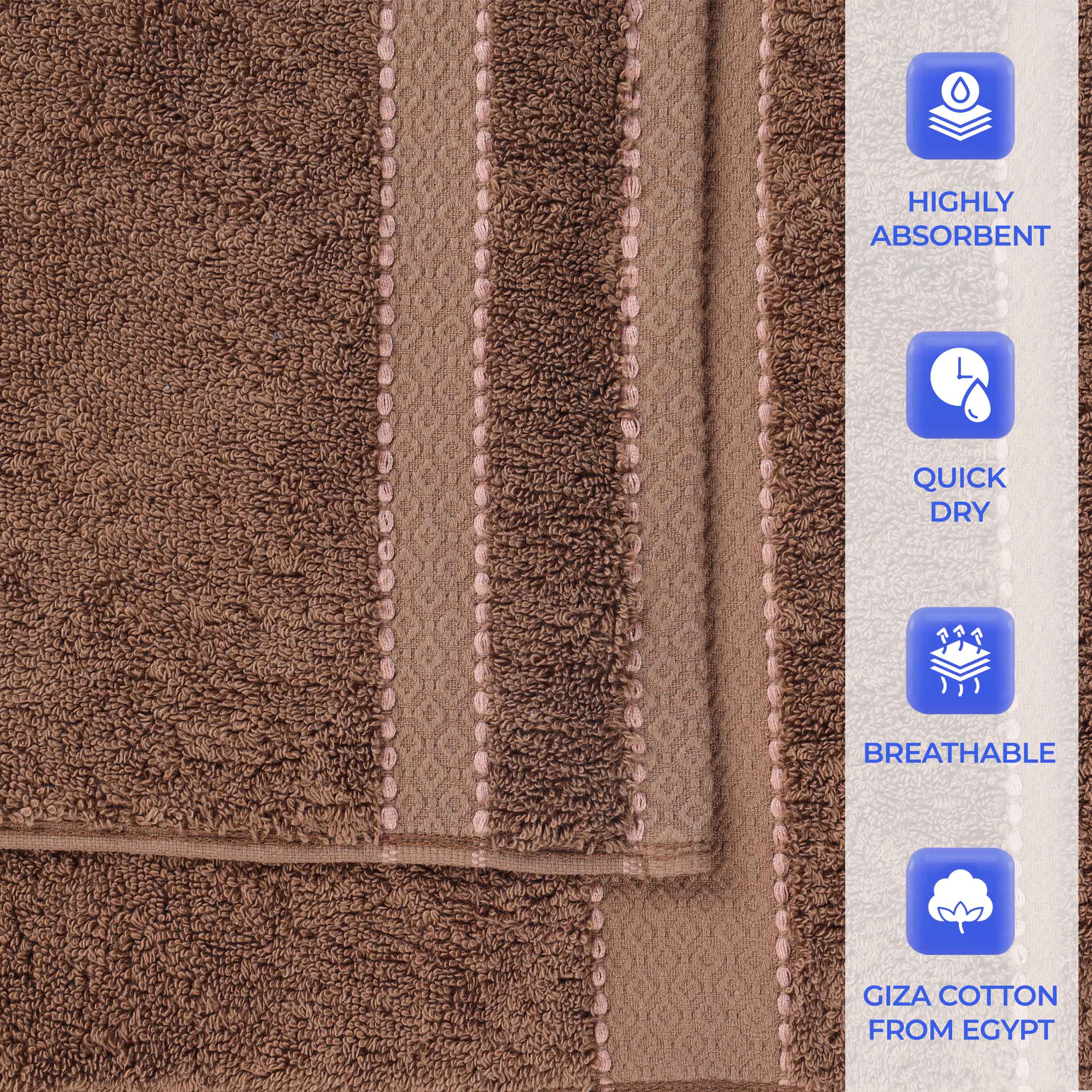Niles Egypt Produced Giza Cotton Dobby Absorbent 9 Piece Towel Set - Blue Nile Mills