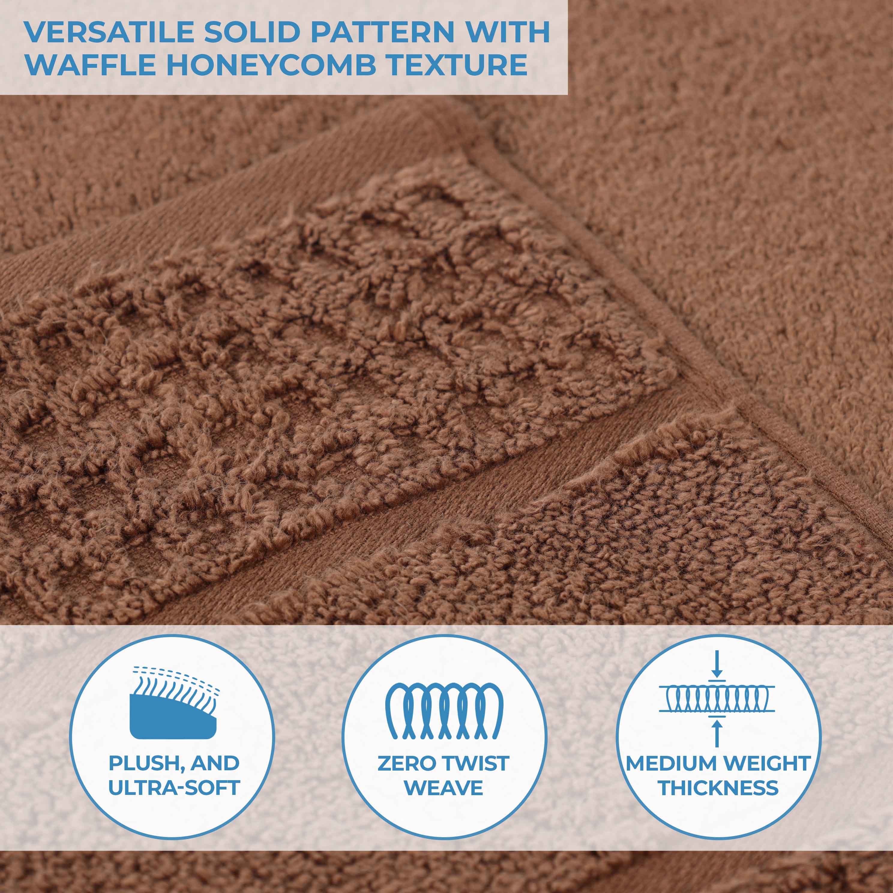 Zero Twist Cotton Waffle Honeycomb Soft Absorbent 12-Piece Towel Set - Blue Nile Mills