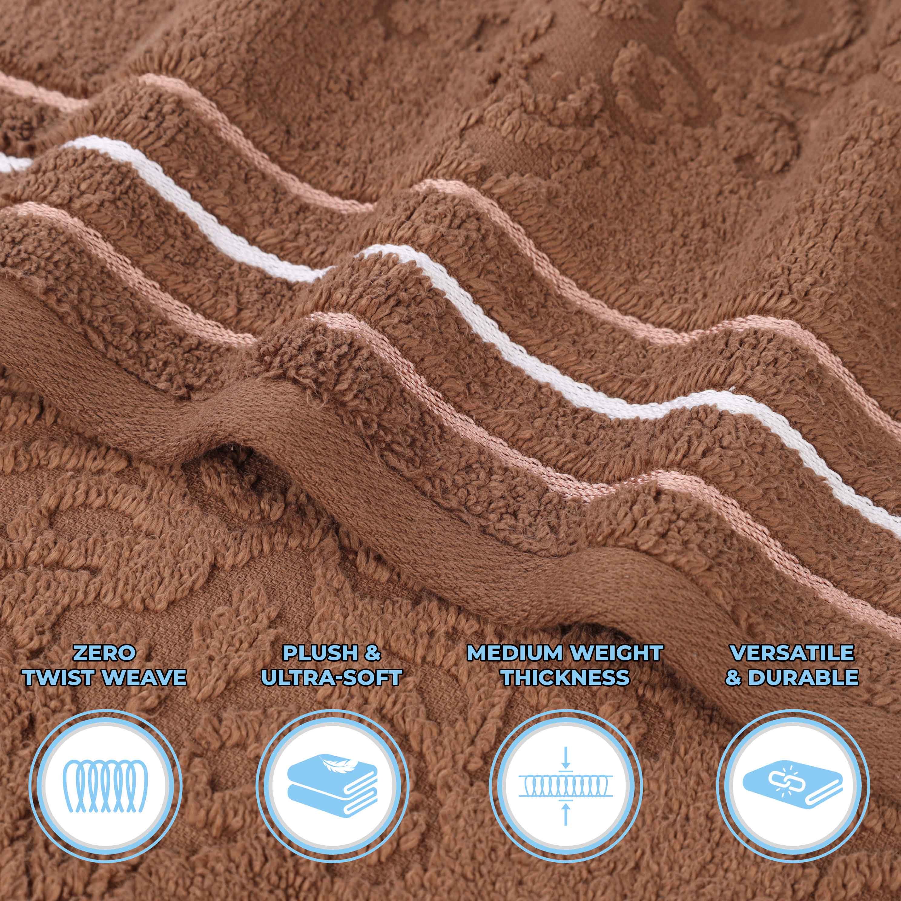 Sadie Zero Twist Cotton Elegant Floral 3 Piece Jacquard Towel Set - Blue Nile Mills