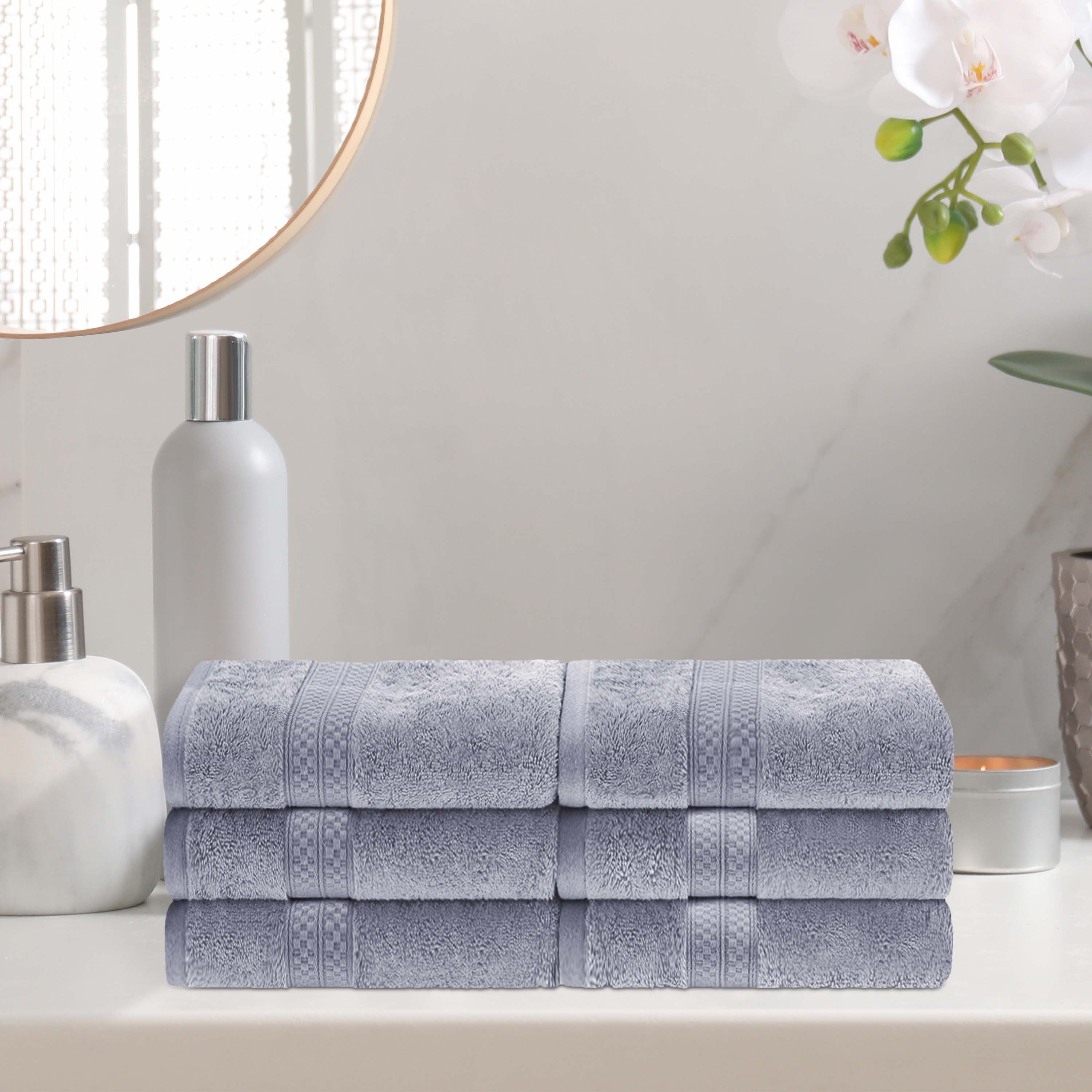 Rayon from Bamboo Blend Solid 6 Piece Hand Towel Set - Blue Nile Mills