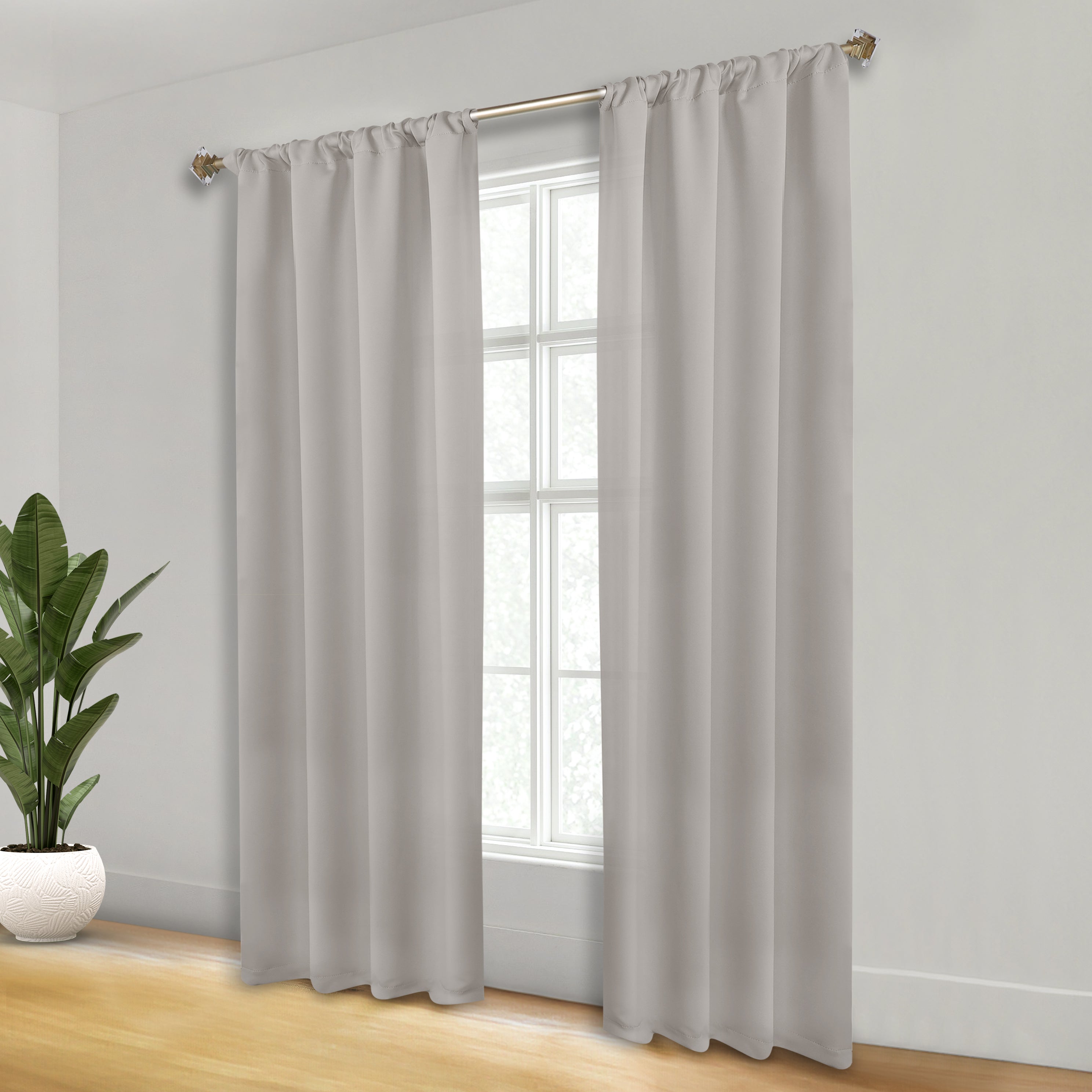 Solid Machine Washable Room Darkening Blackout Curtains, Set of 2 - Blue Nile Mills