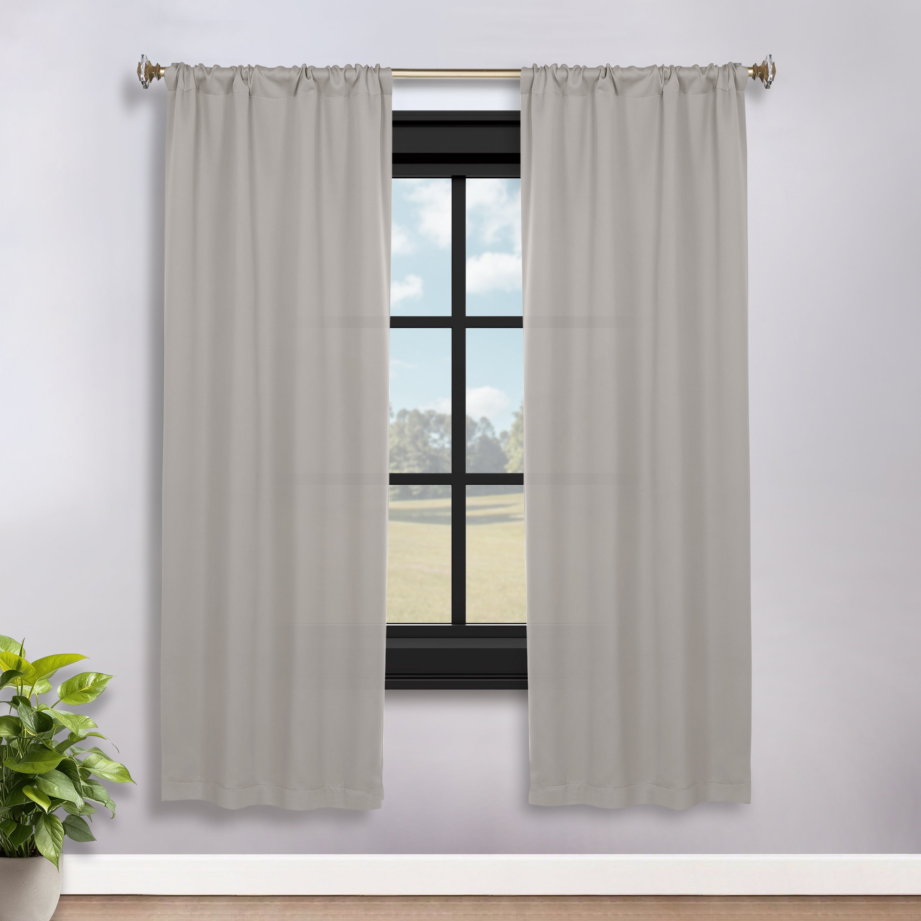 Solid Machine Washable Room Darkening Blackout Curtains, Set of 2 - Blue Nile Mills