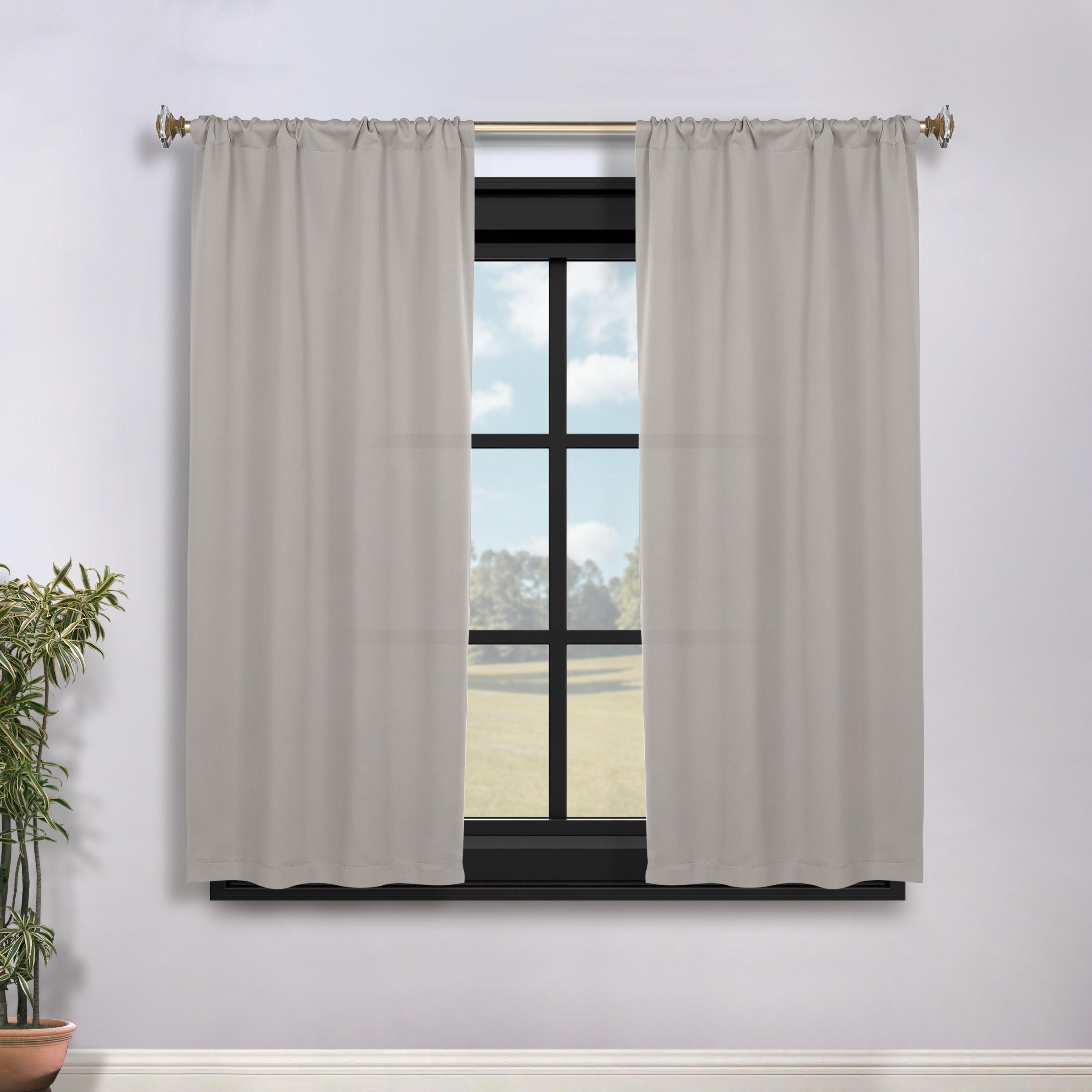 Solid Machine Washable Room Darkening Blackout Curtains, Set of 2 - Blue Nile Mills