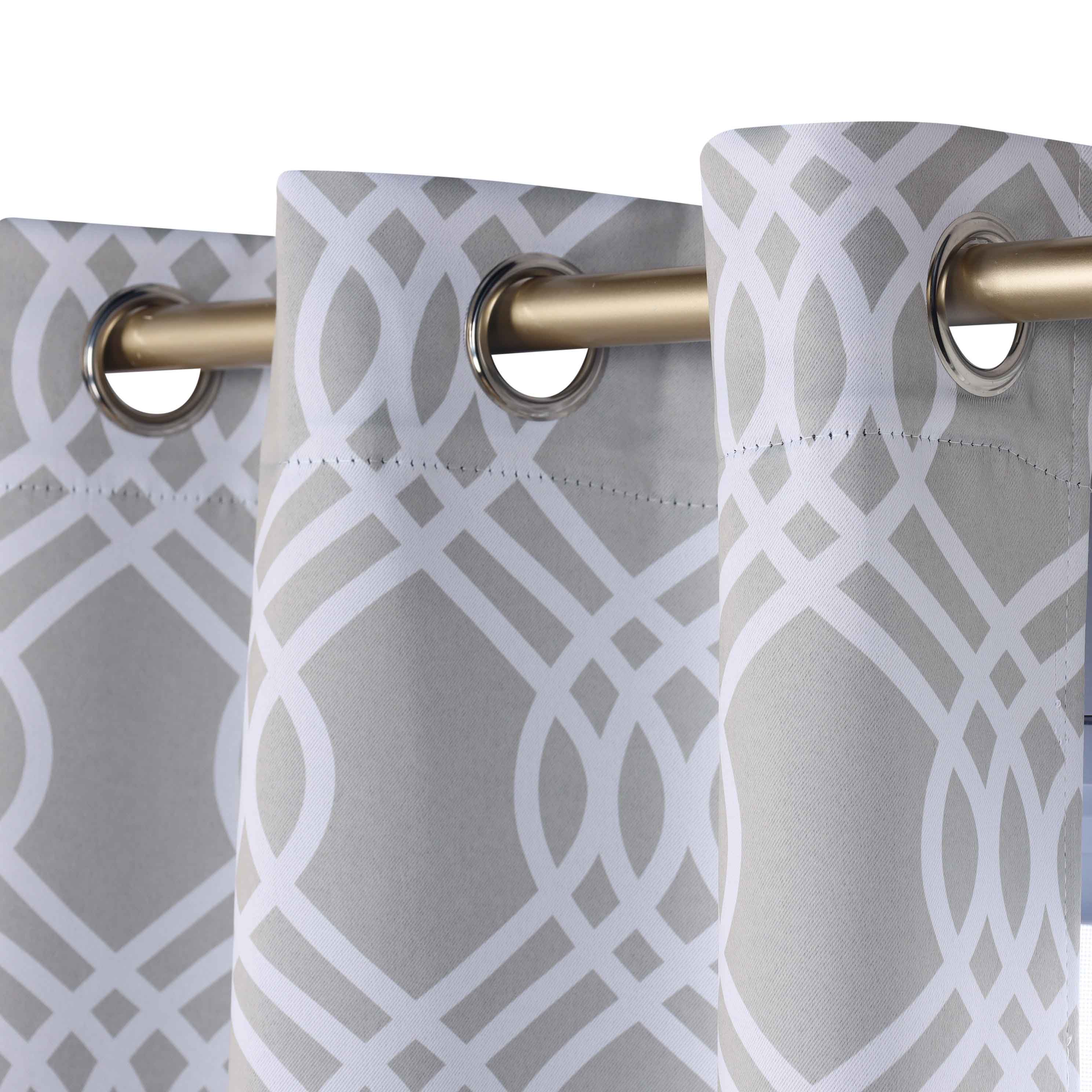 Ribbon Trellis Washable Room Darkening Blackout Curtain Panel Set - Blue Nile Mills