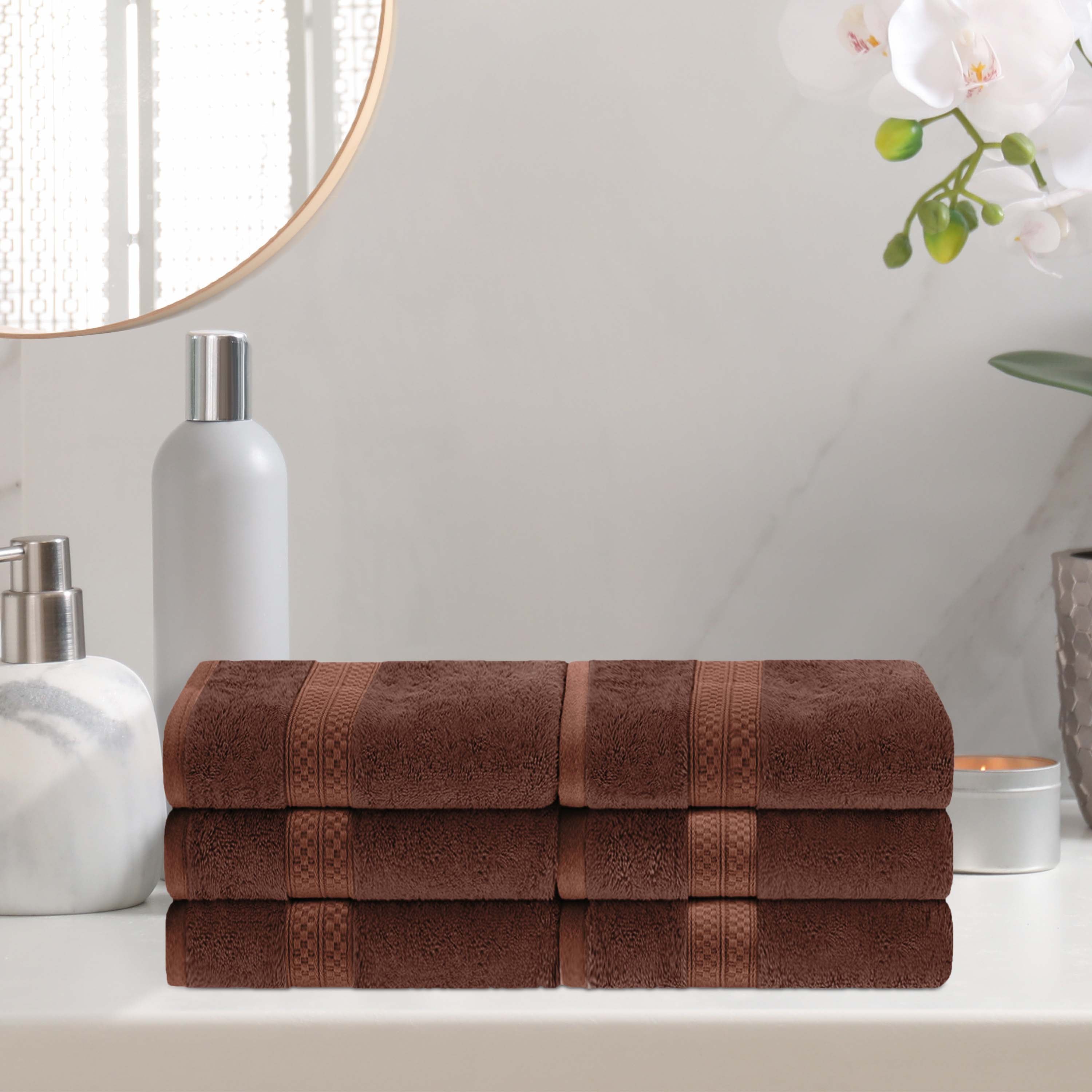 Rayon from Bamboo Blend Solid 6 Piece Hand Towel Set - Blue Nile Mills
