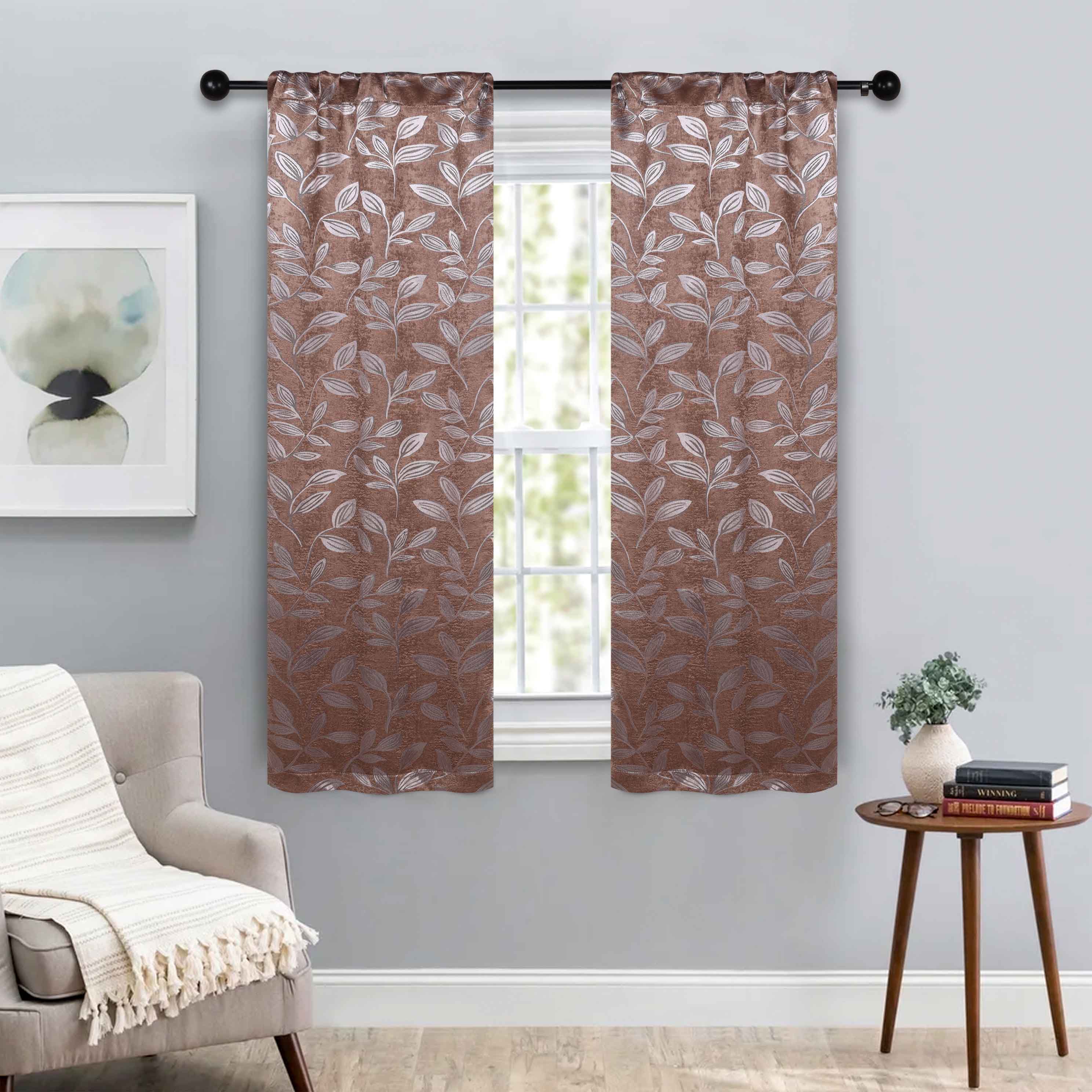 Leaves Rod Pocket Room Darkening Blackout Curtains, Set of 2 - Blue Nile Mills