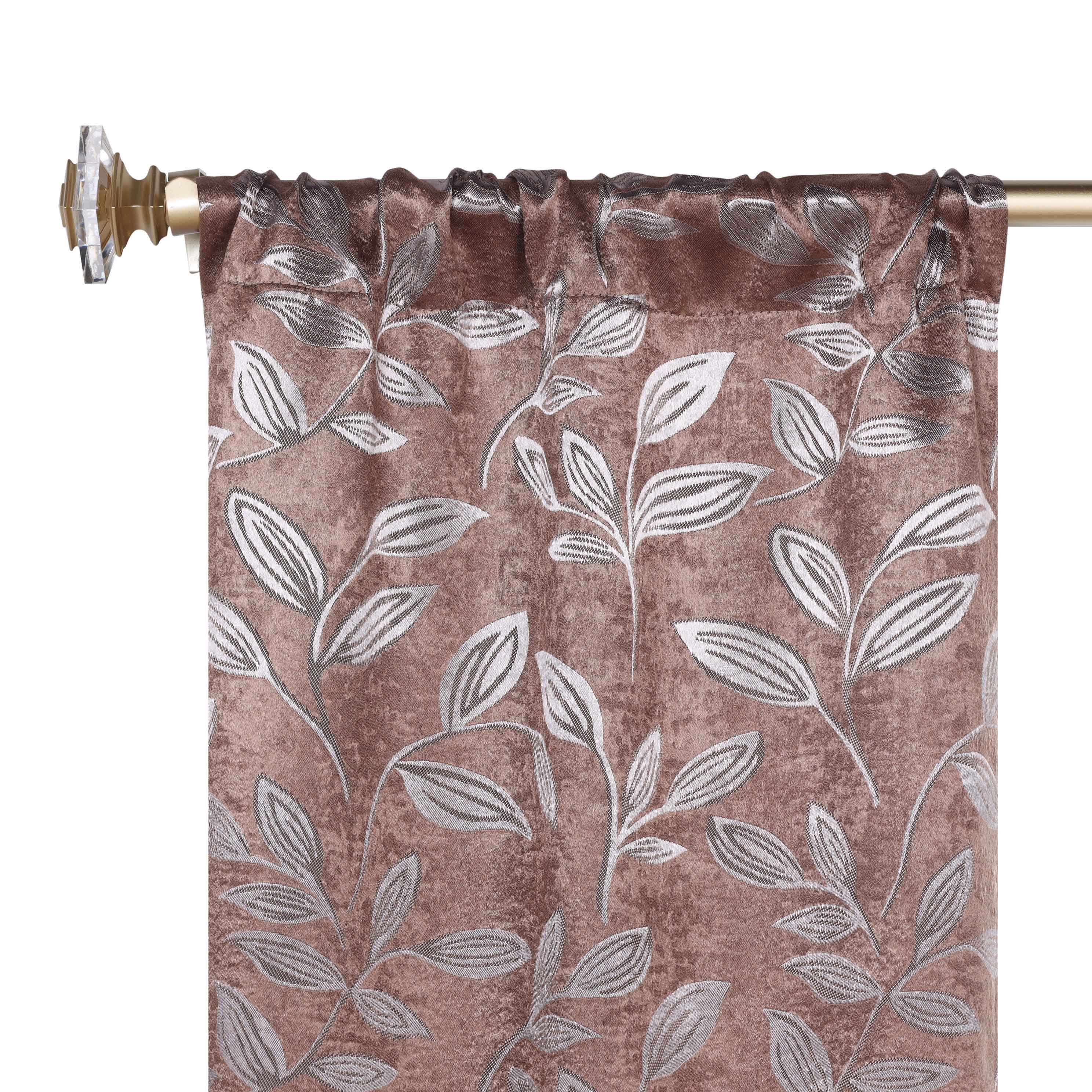 Leaves Rod Pocket Room Darkening Blackout Curtains, Set of 2 - Blue Nile Mills