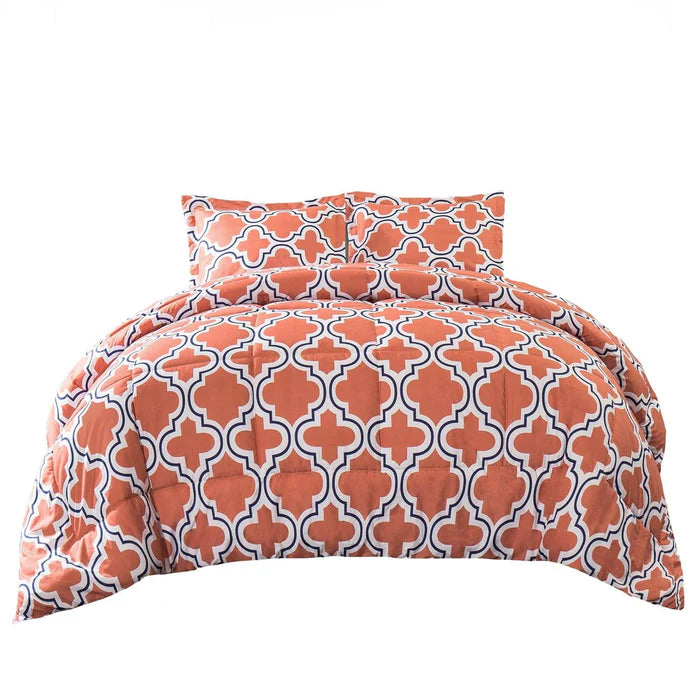 Trellis Down Alternative Modern Comforter Set - Coral