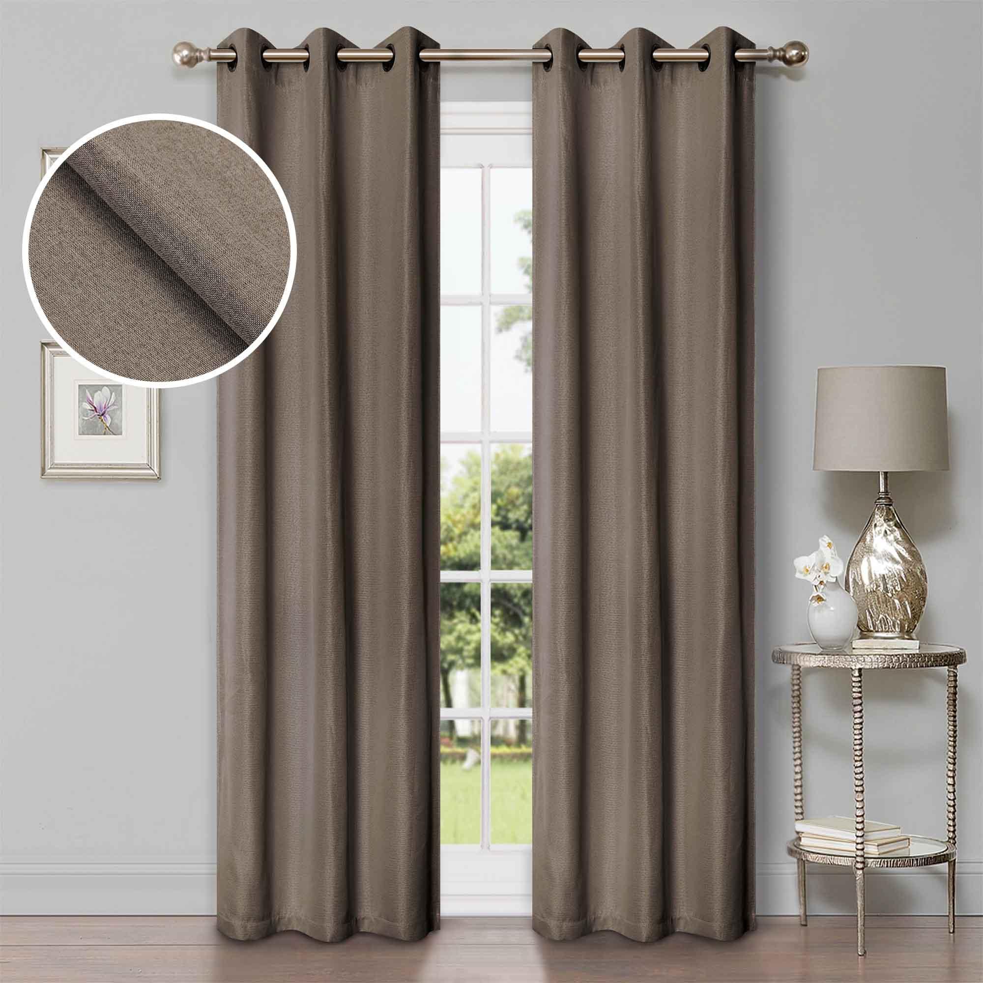Linen Pattern Washable Room Darkening Blackout Curtain Set - Blue Nile Mills