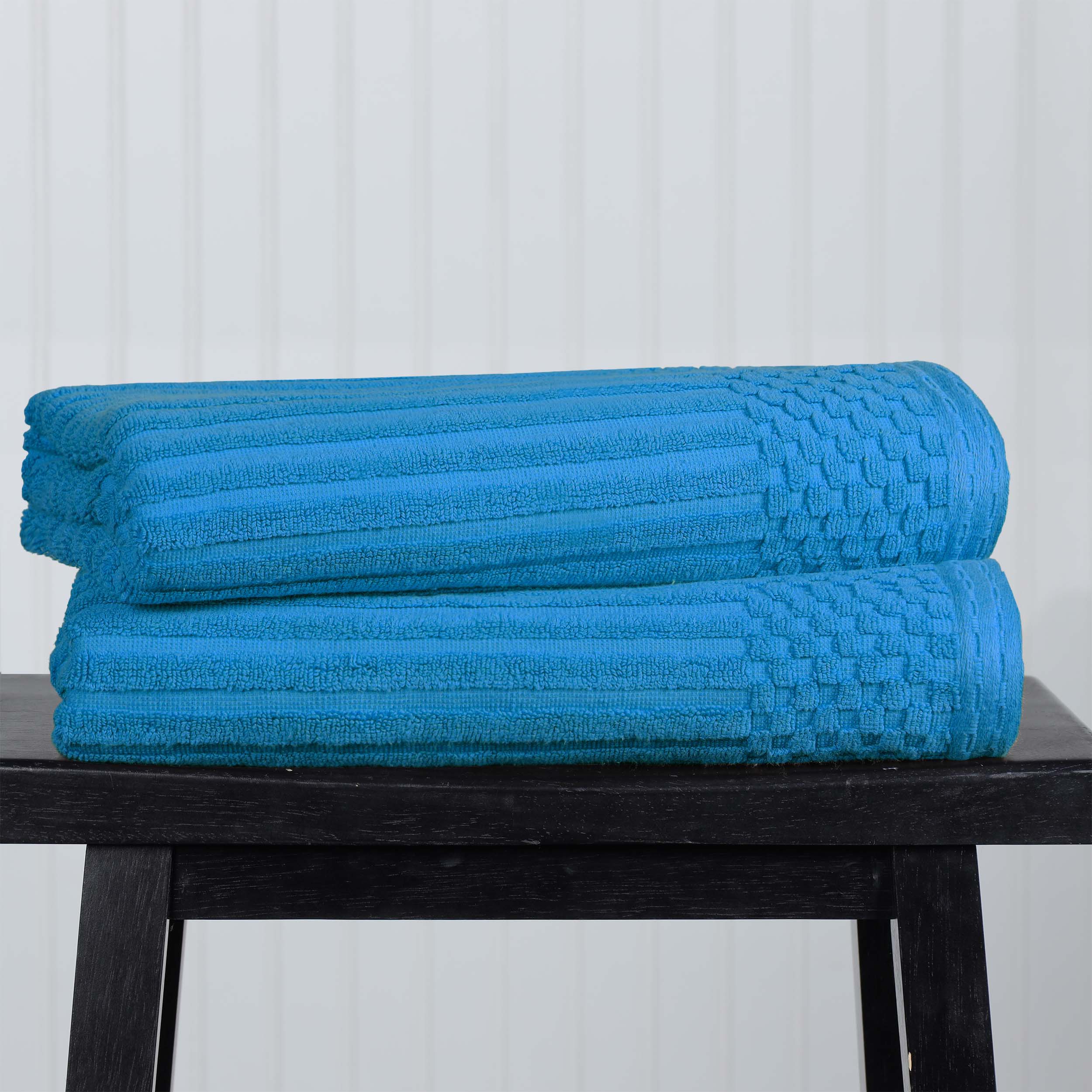 Cotton Ribbed Textured Super Absorbent 2 Piece Bath Towel Set - Blue Nile Mills