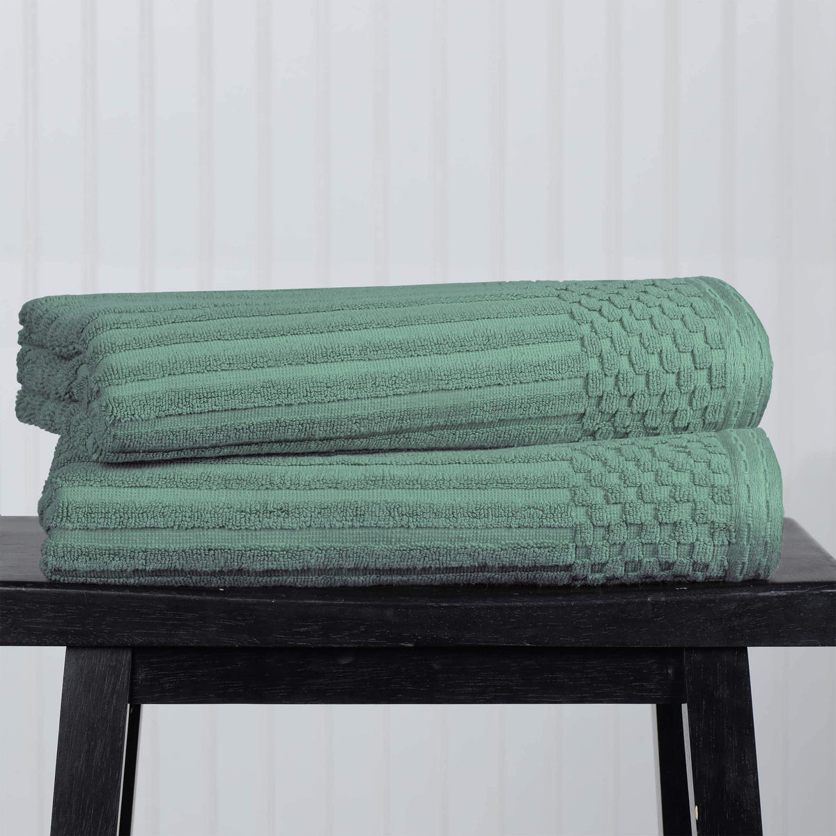 Cotton Ribbed Textured Super Absorbent 2 Piece Bath Towel Set - Blue Nile Mills