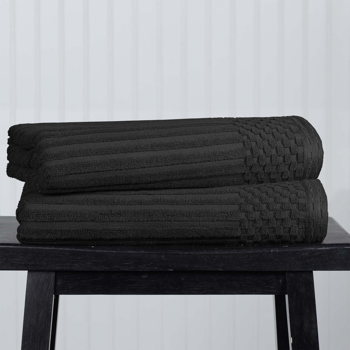 Cotton Ribbed Textured Super Absorbent 2 Piece Bath Towel Set - Blue Nile Mills