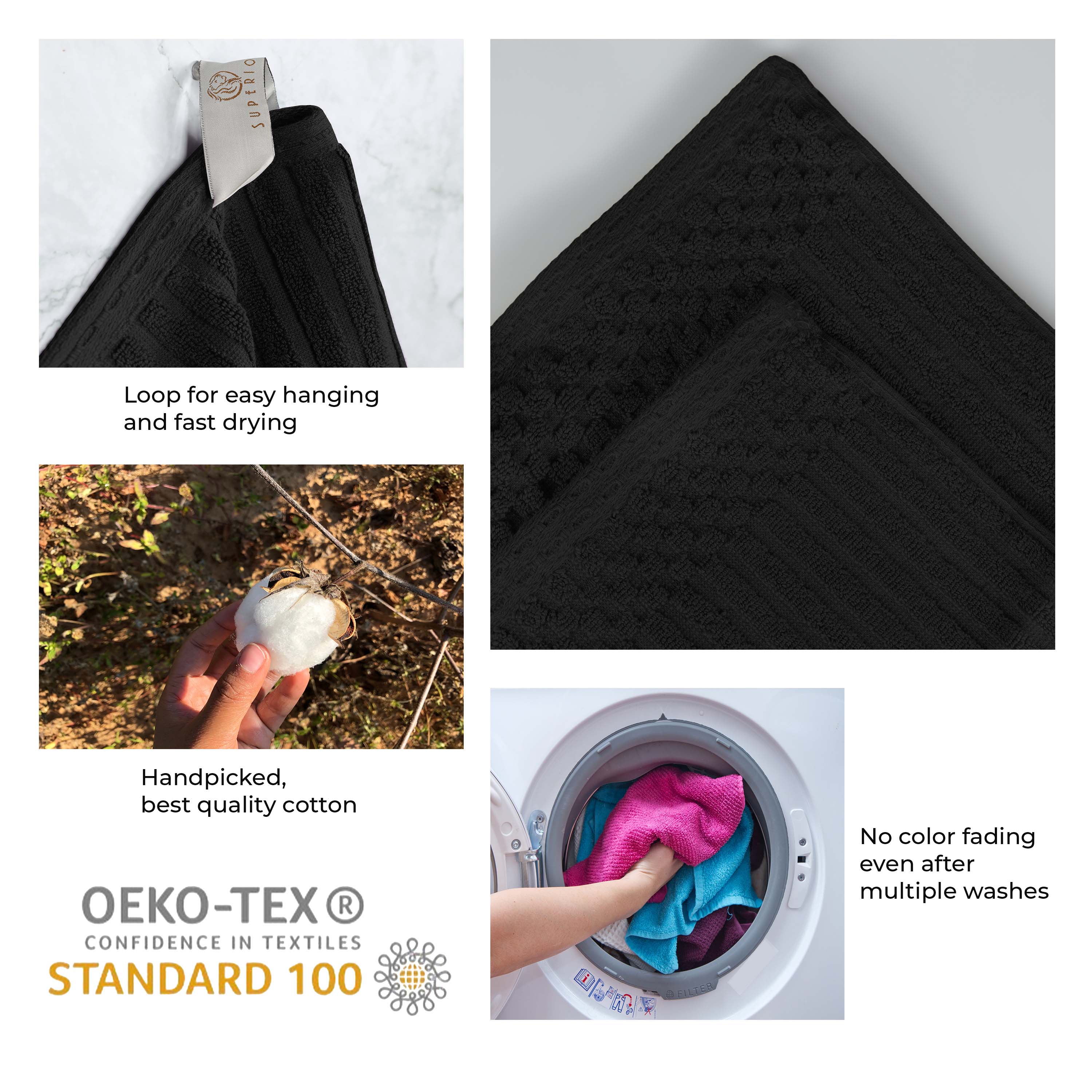 Cotton Ribbed Textured Super Absorbent 2 Piece Bath Towel Set - Blue Nile Mills