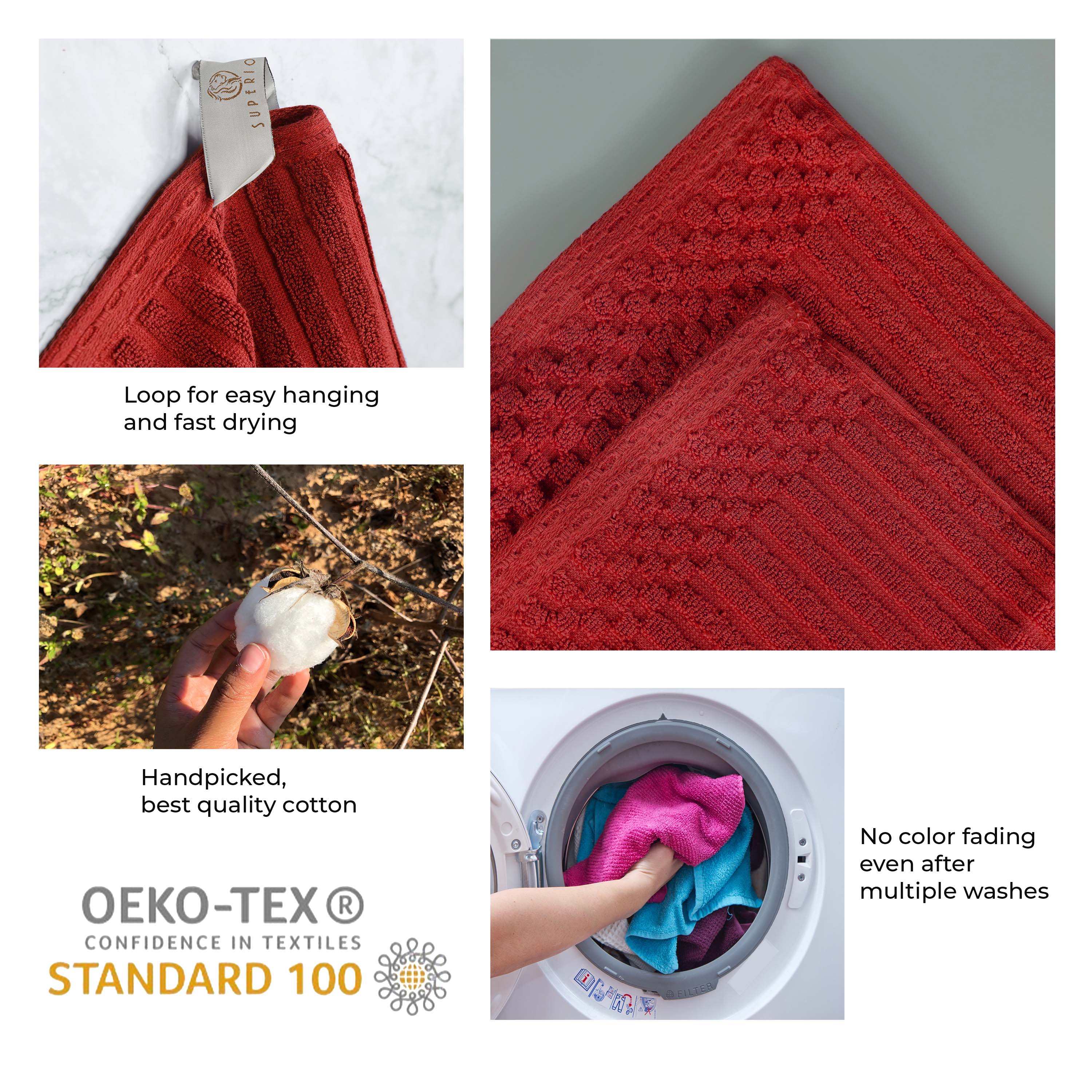 Cotton Ribbed Textured Super Absorbent 2 Piece Bath Towel Set - Blue Nile Mills