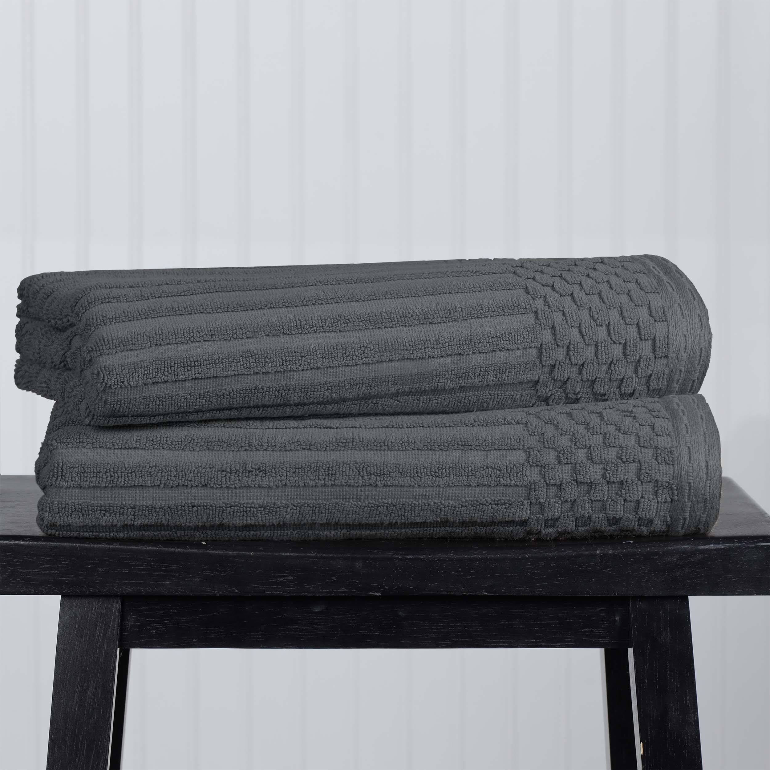 Cotton Ribbed Textured Super Absorbent 2 Piece Bath Towel Set - Blue Nile Mills