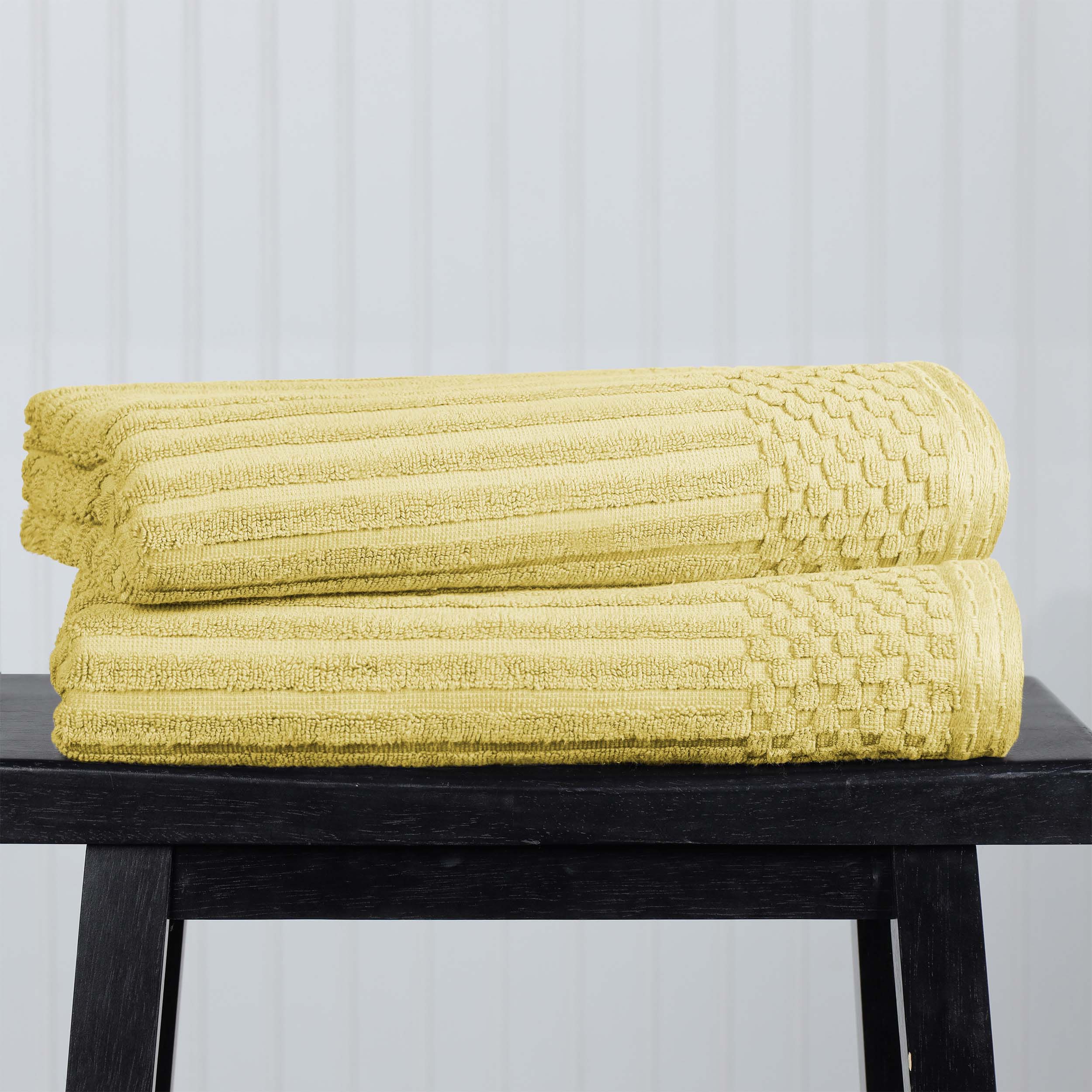 Cotton Ribbed Textured Super Absorbent 2 Piece Bath Towel Set - Blue Nile Mills