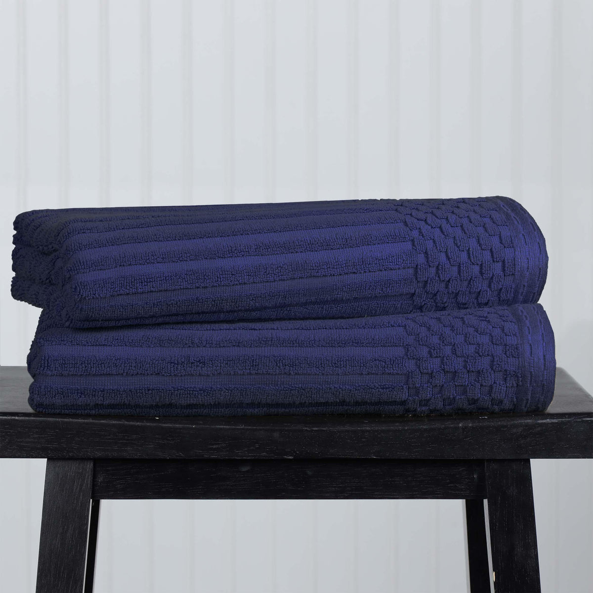 Cotton Ribbed Textured Super Absorbent 2 Piece Bath Towel Set - Blue Nile Mills