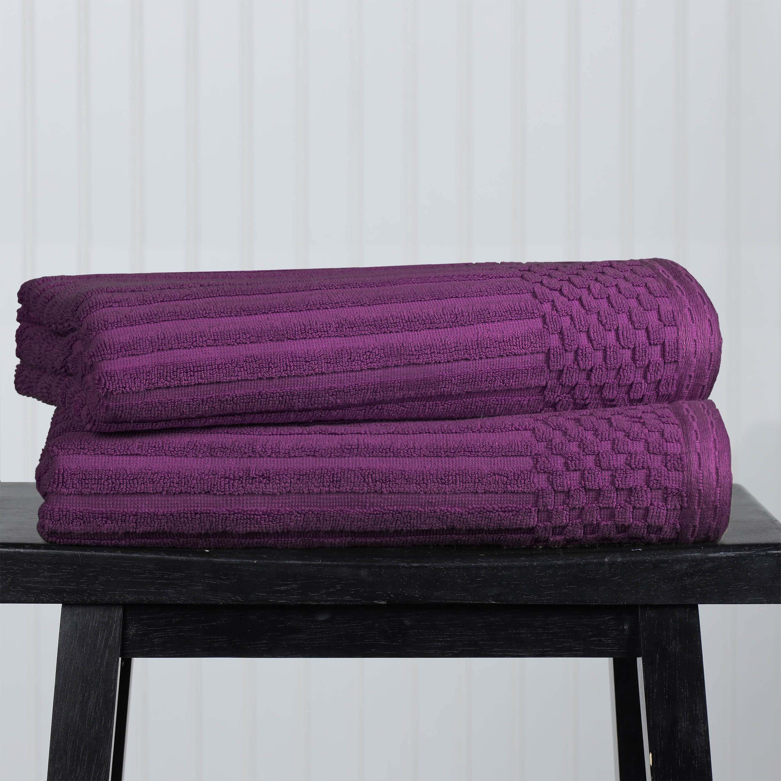 Cotton Ribbed Textured Super Absorbent 2 Piece Bath Towel Set - Blue Nile Mills