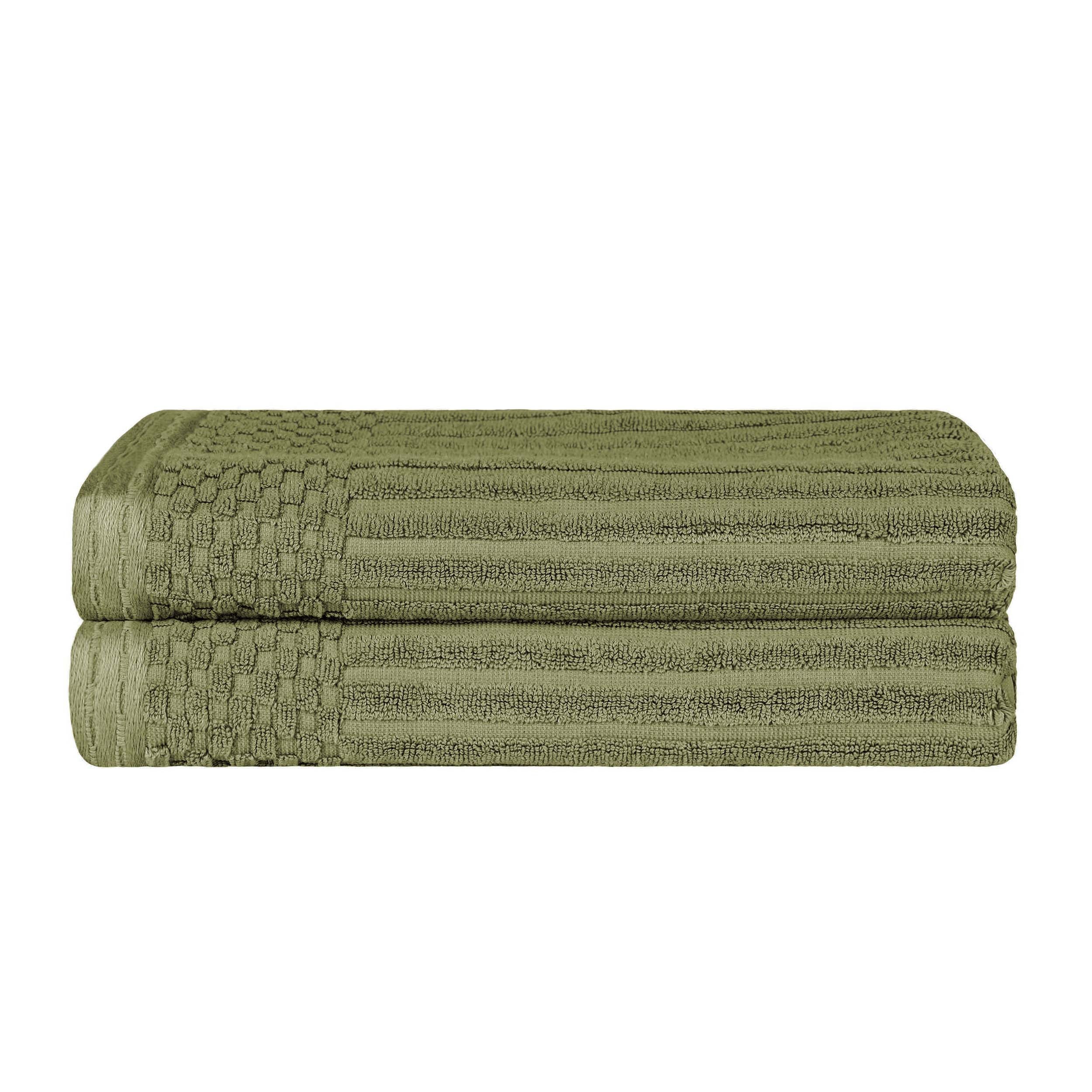 Cotton Ribbed Textured Super Absorbent 2 Piece Bath Towel Set - Blue Nile Mills