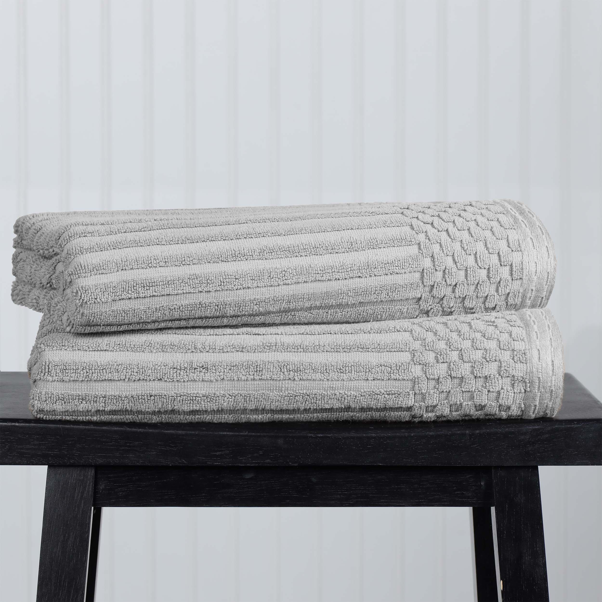 Cotton Ribbed Textured Super Absorbent 2 Piece Bath Towel Set - Blue Nile Mills