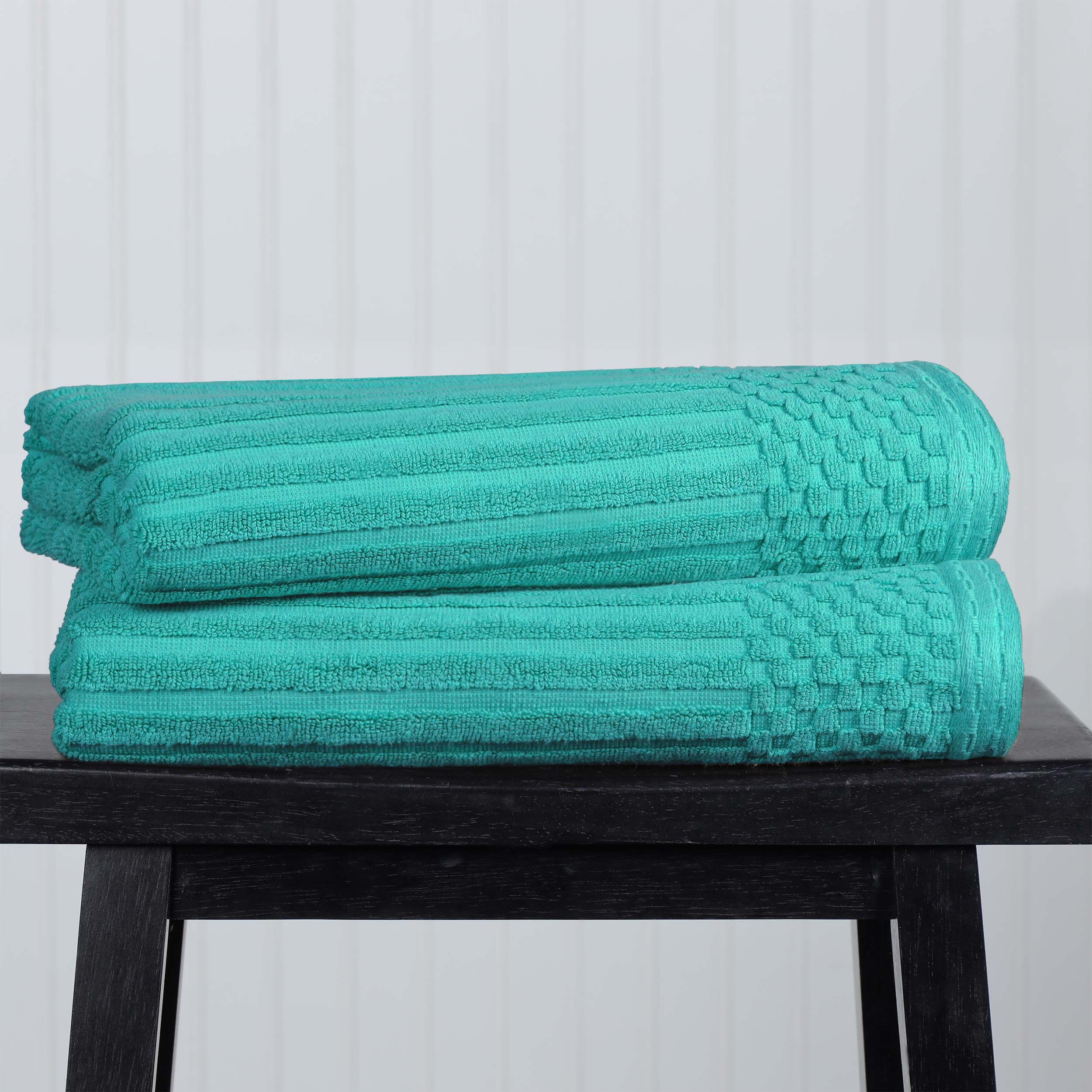 Cotton Ribbed Textured Super Absorbent 2 Piece Bath Towel Set - Blue Nile Mills