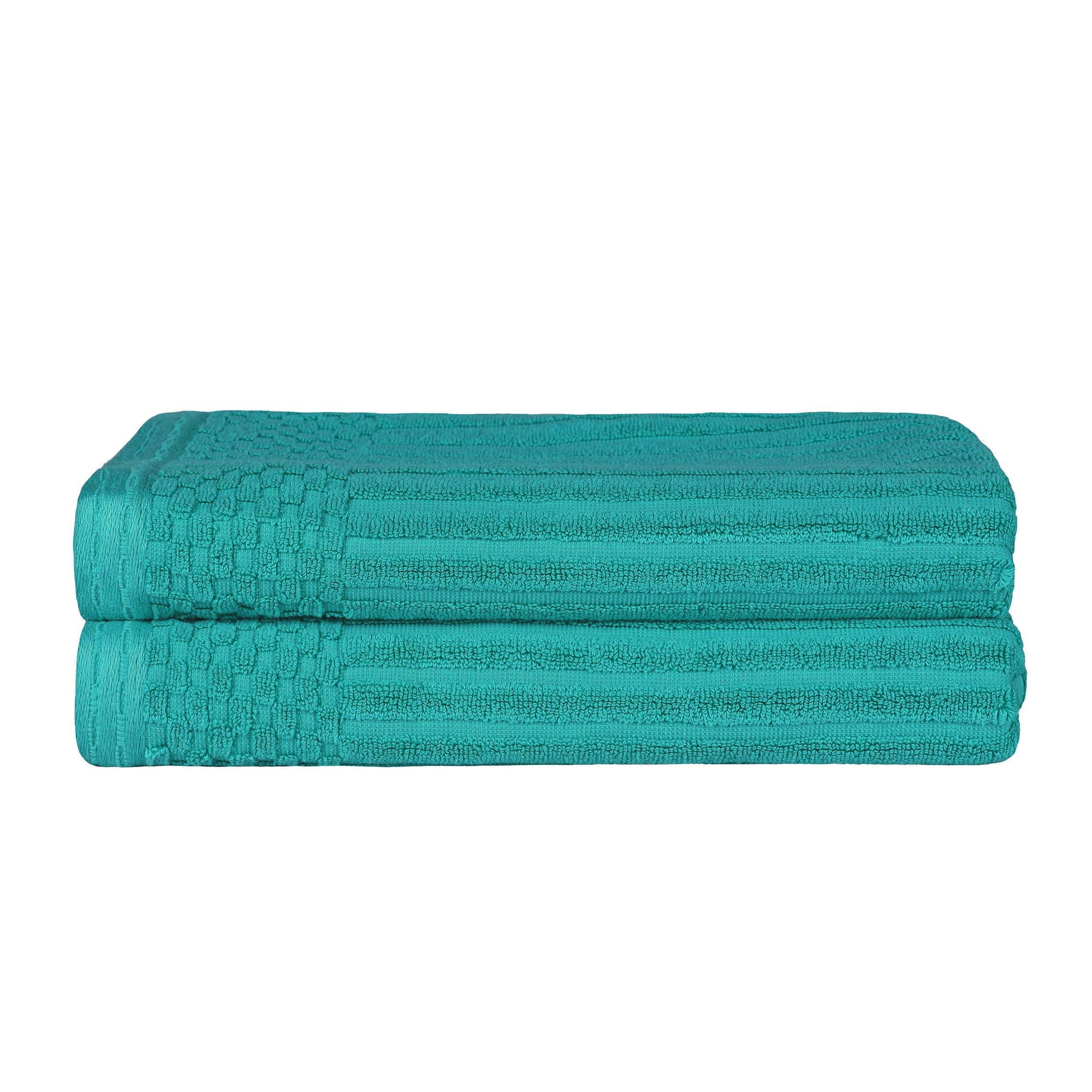 Cotton Ribbed Textured Super Absorbent 2 Piece Bath Towel Set - Blue Nile Mills