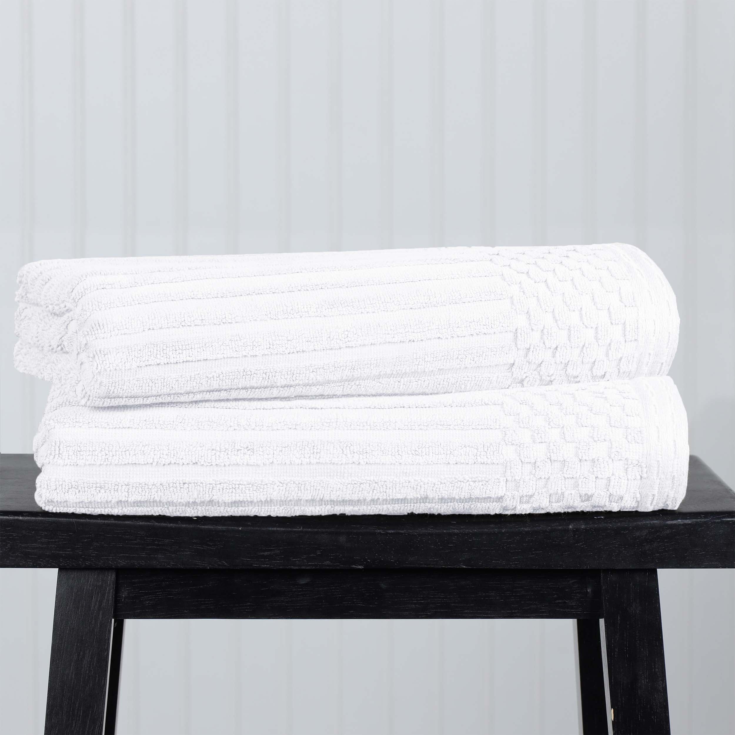 Cotton Ribbed Textured Super Absorbent 2 Piece Bath Towel Set - Blue Nile Mills