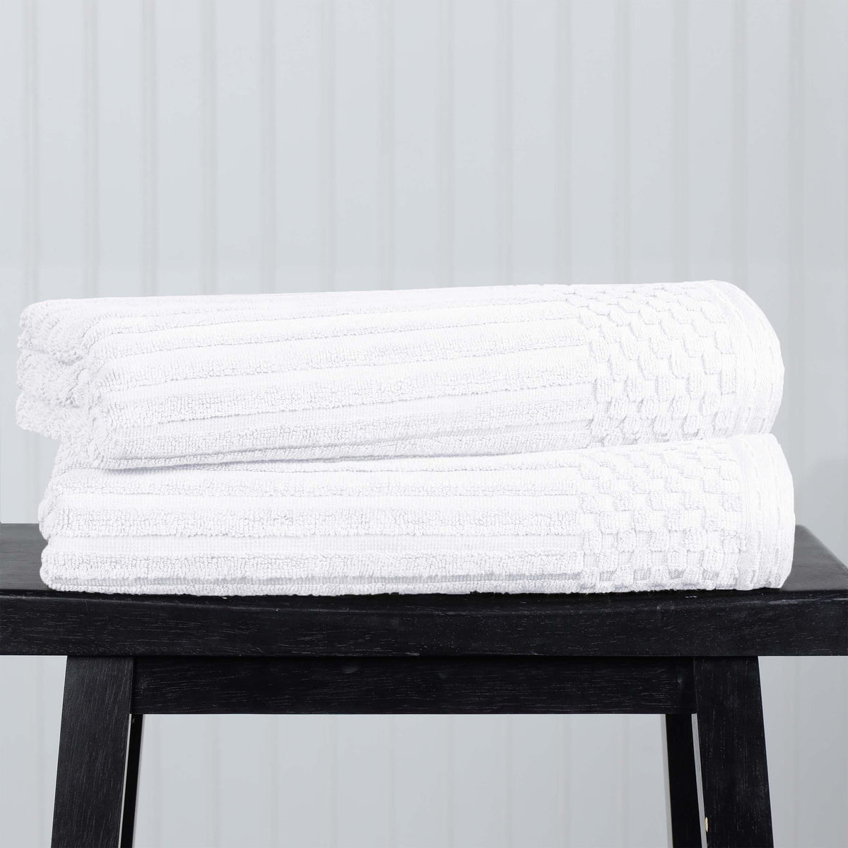 Cotton Ribbed Textured Super Absorbent 2 Piece Bath Towel Set - Blue Nile Mills